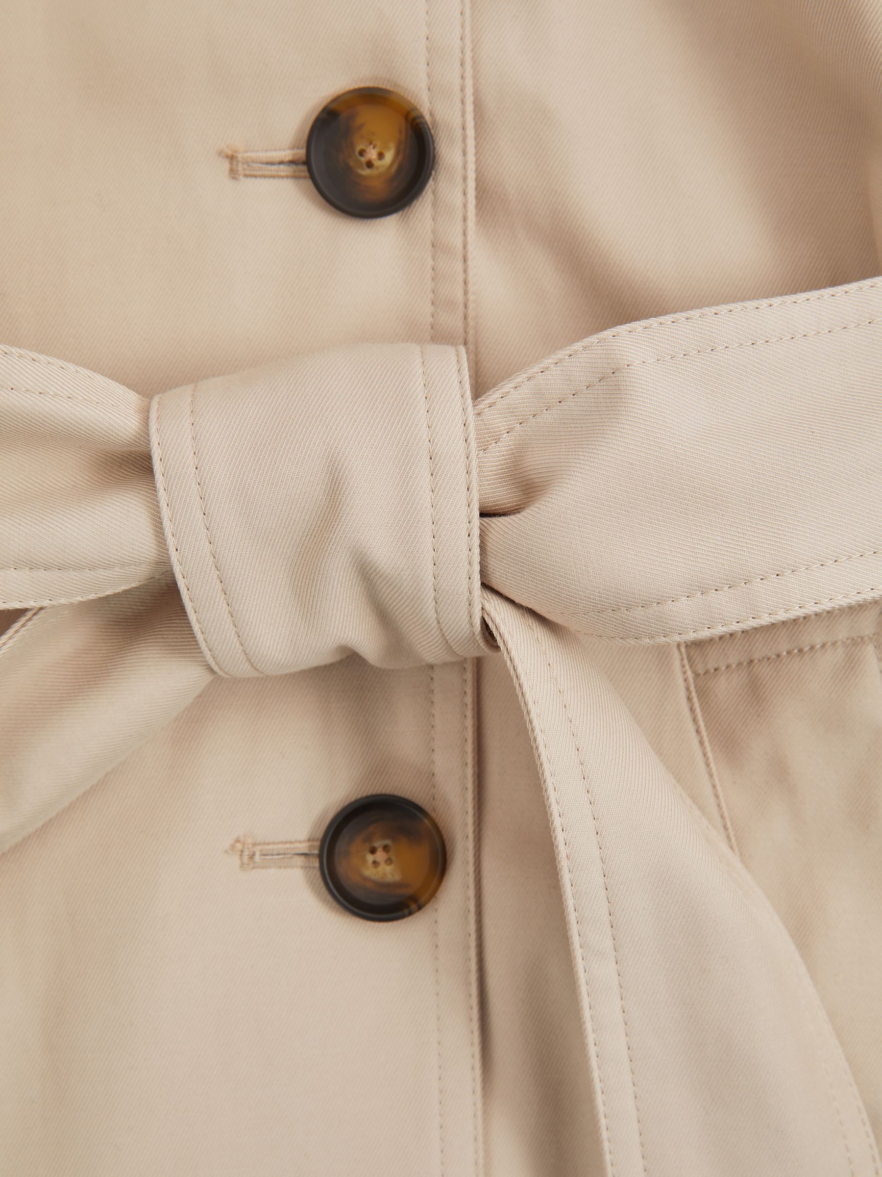 Petite Hooded Insert Trench Coat in Stone