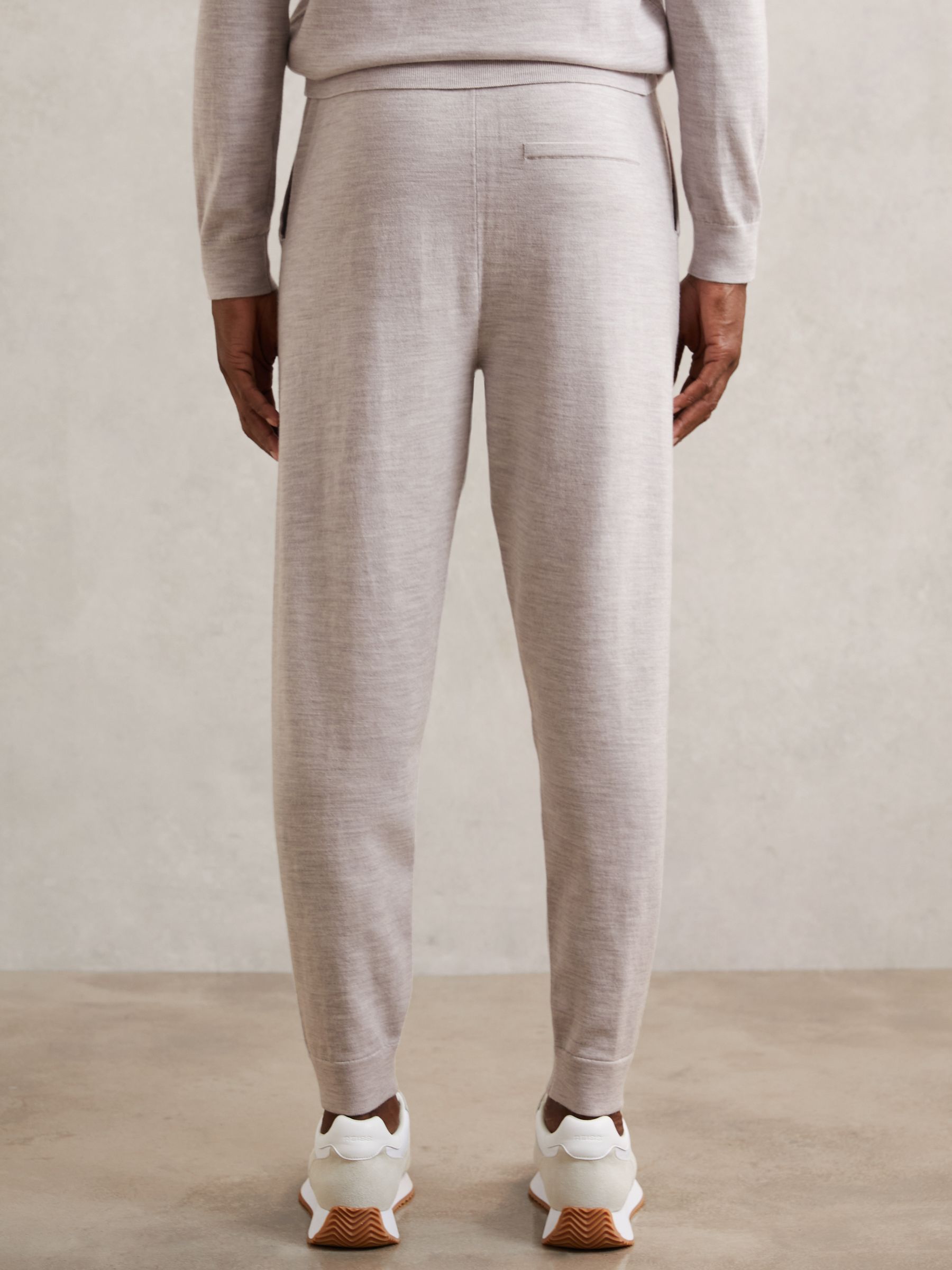 Merino Wool-Blend Cuffed Joggers in Wicker Brown Melange