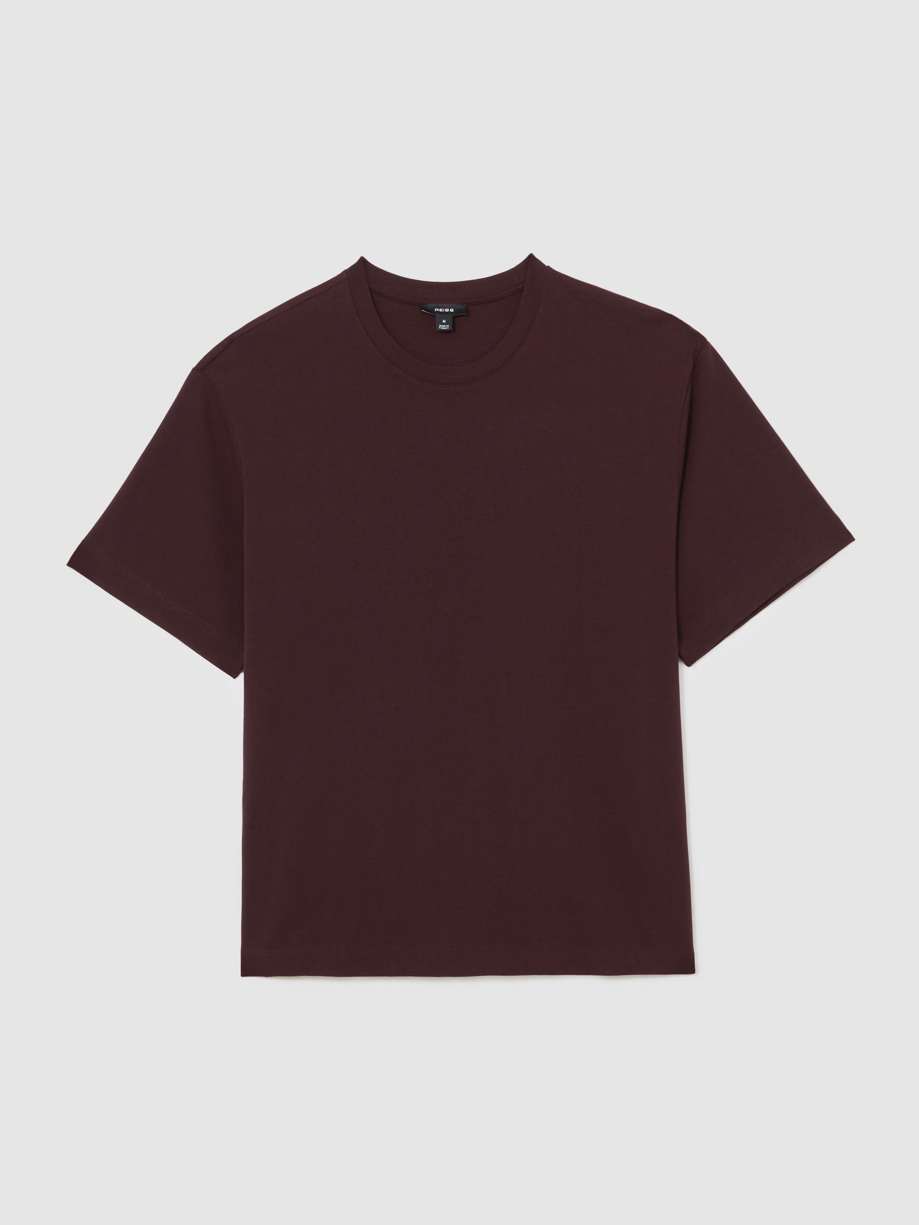 Cotton Garment-Dyed Oversized T-Shirt in Bordeaux