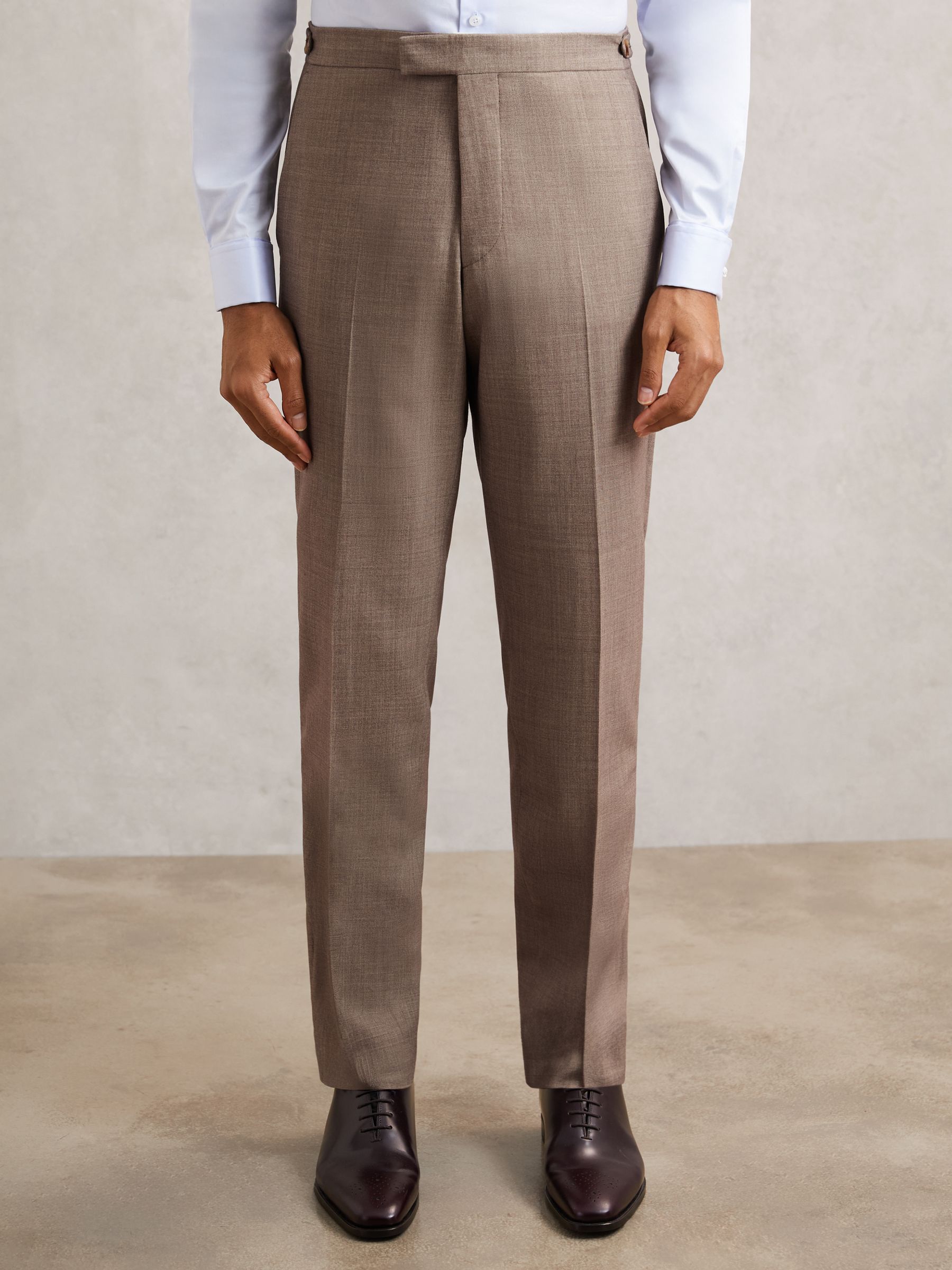 Slim-Fit Textured Suit Trousers With Wool in Brown