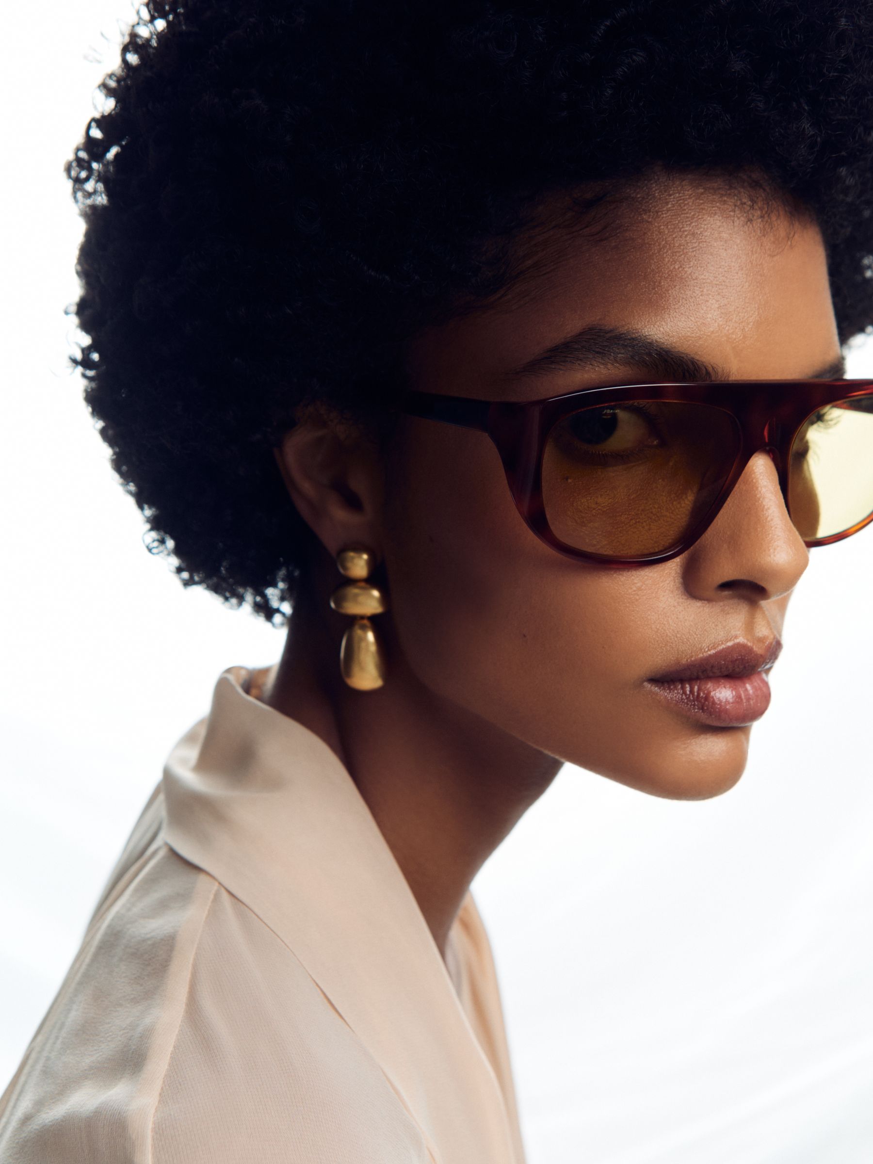 Tone Dome Drop Earrings in Gold