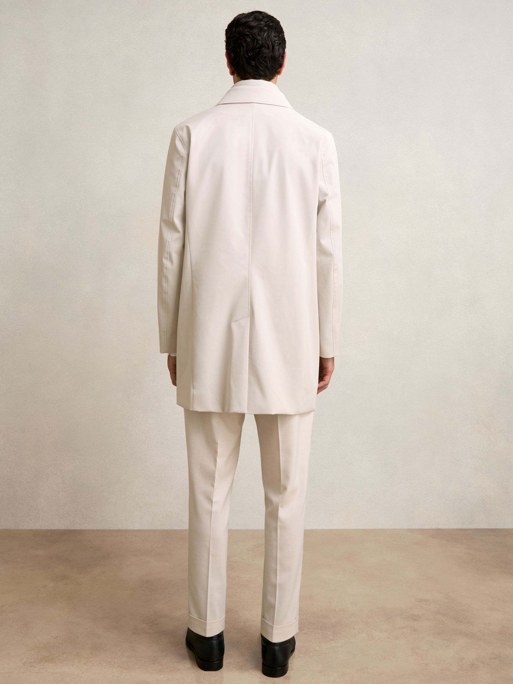 Hybrid Removable Funnel Neck Overcoat in Light Stone