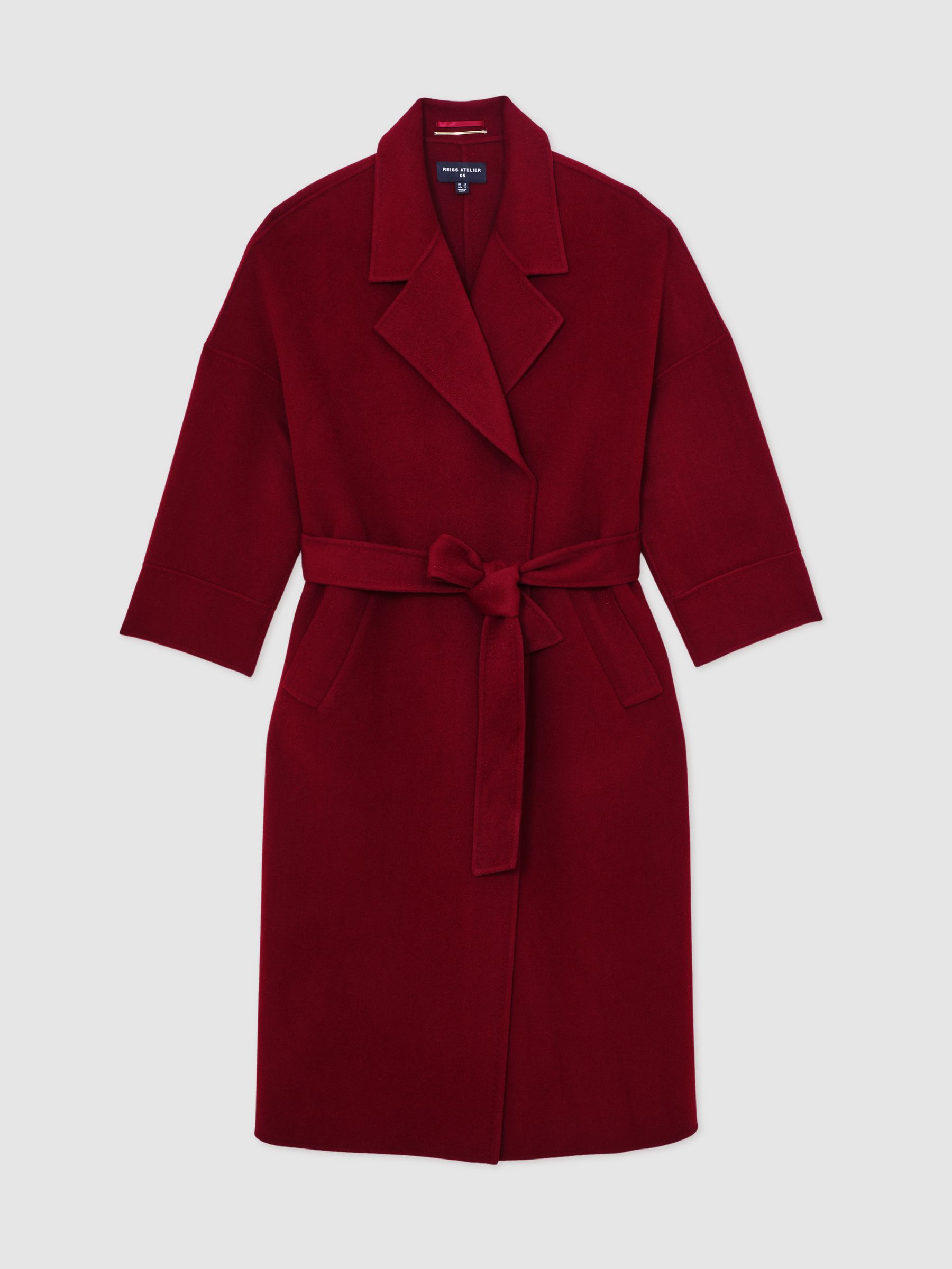 Atelier Wool Blindseam Belted Coat in Red