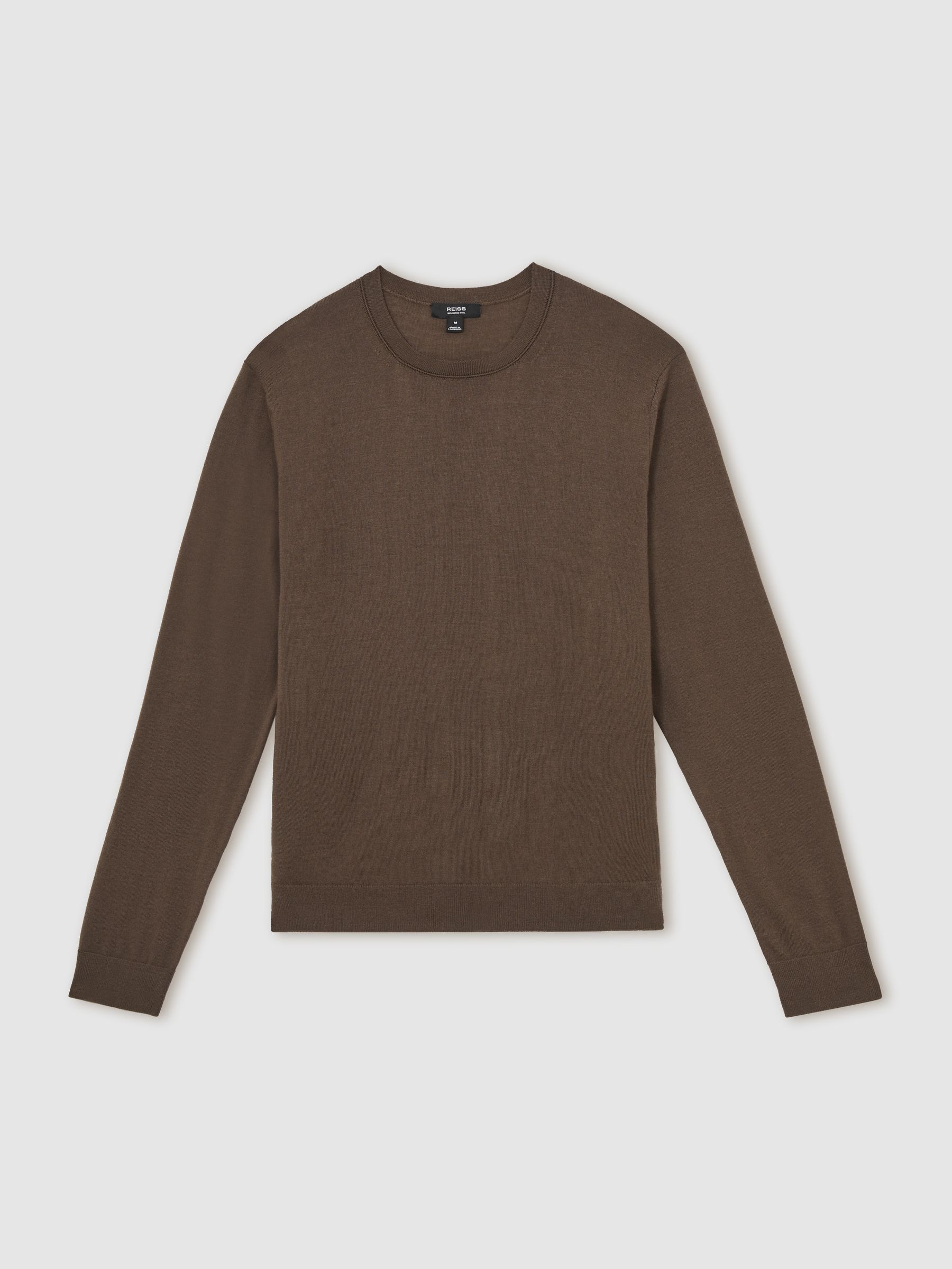 Merino-Wool Crew-Neck Jumper in Chocolate Brown