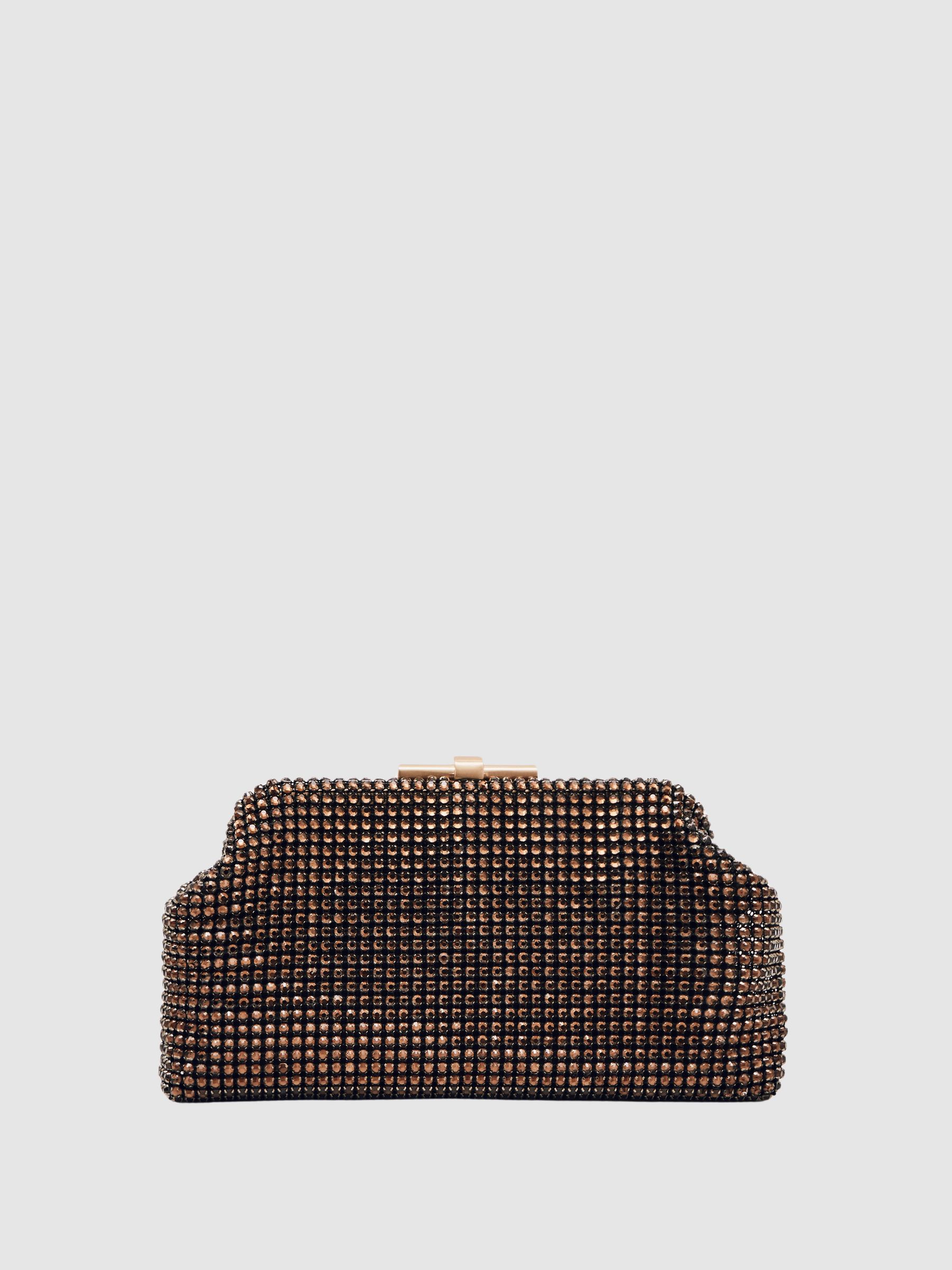Embellished Clutch Bag in Chocolate