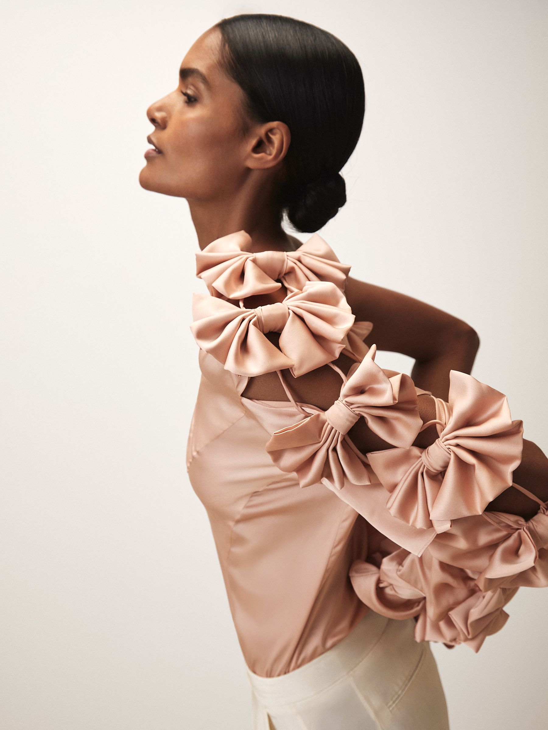 Reiss | Royal Ballet Bow-Sleeve Top in Pale Pink