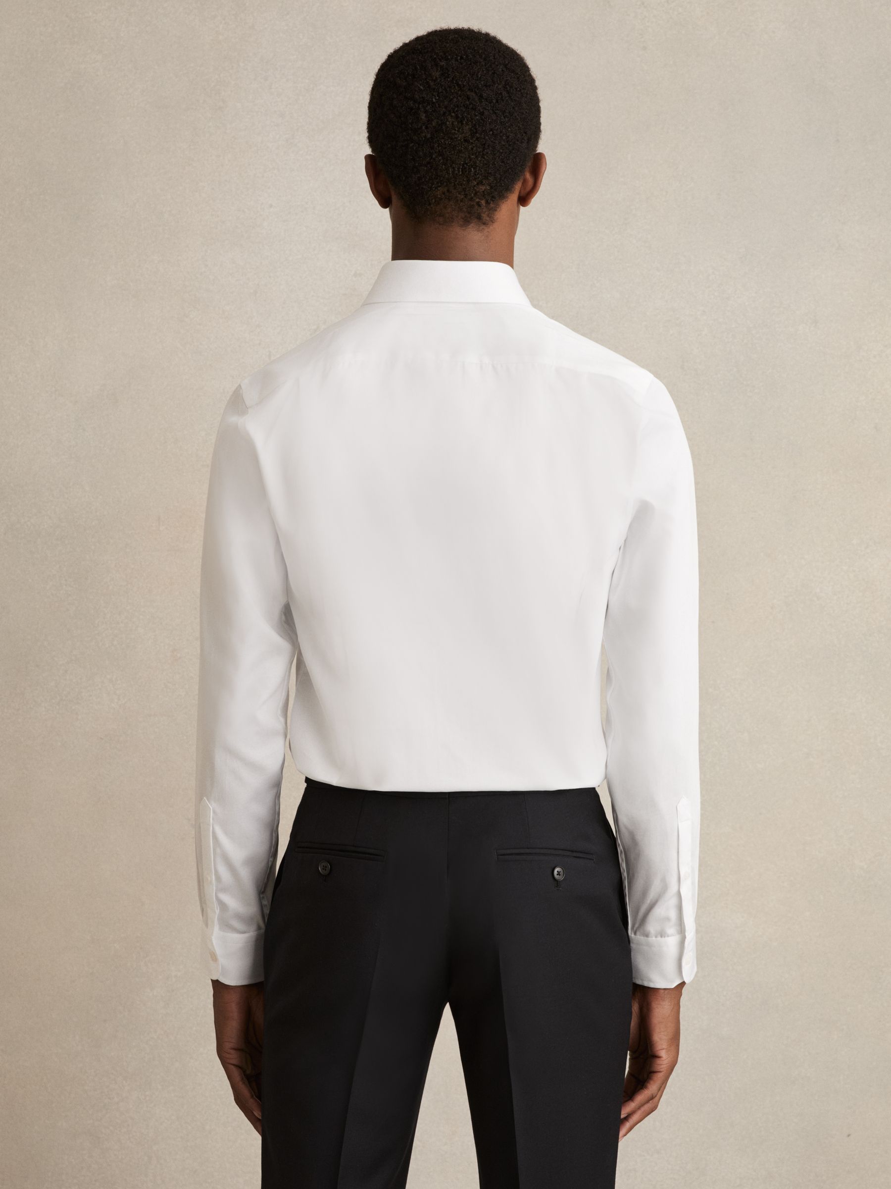 Regular Fit Cotton Sateen Striped Shirt in White