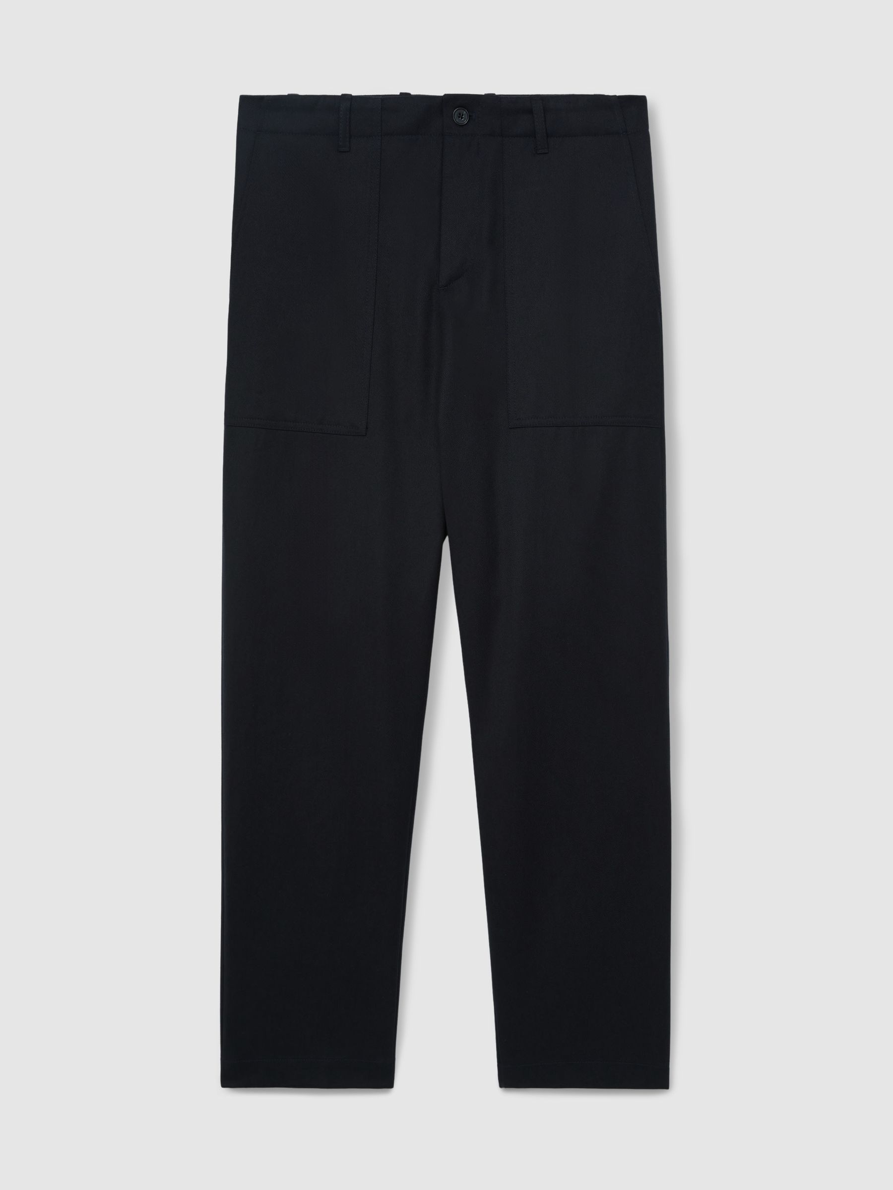 Lyocell Cotton Wide Utility Trousers in Navy