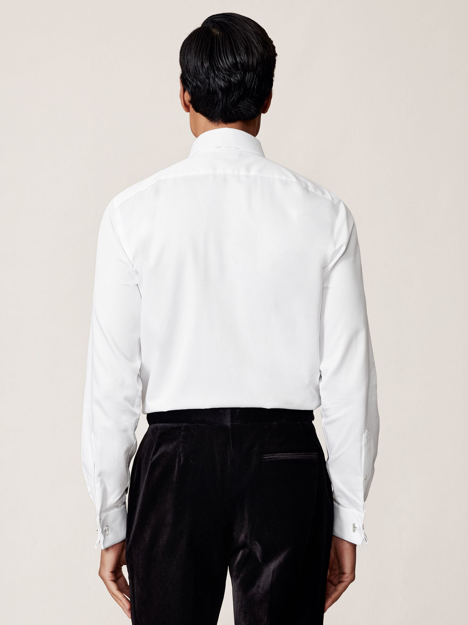 Regular Fit Cotton Double-Cuff Dinner Shirt in White