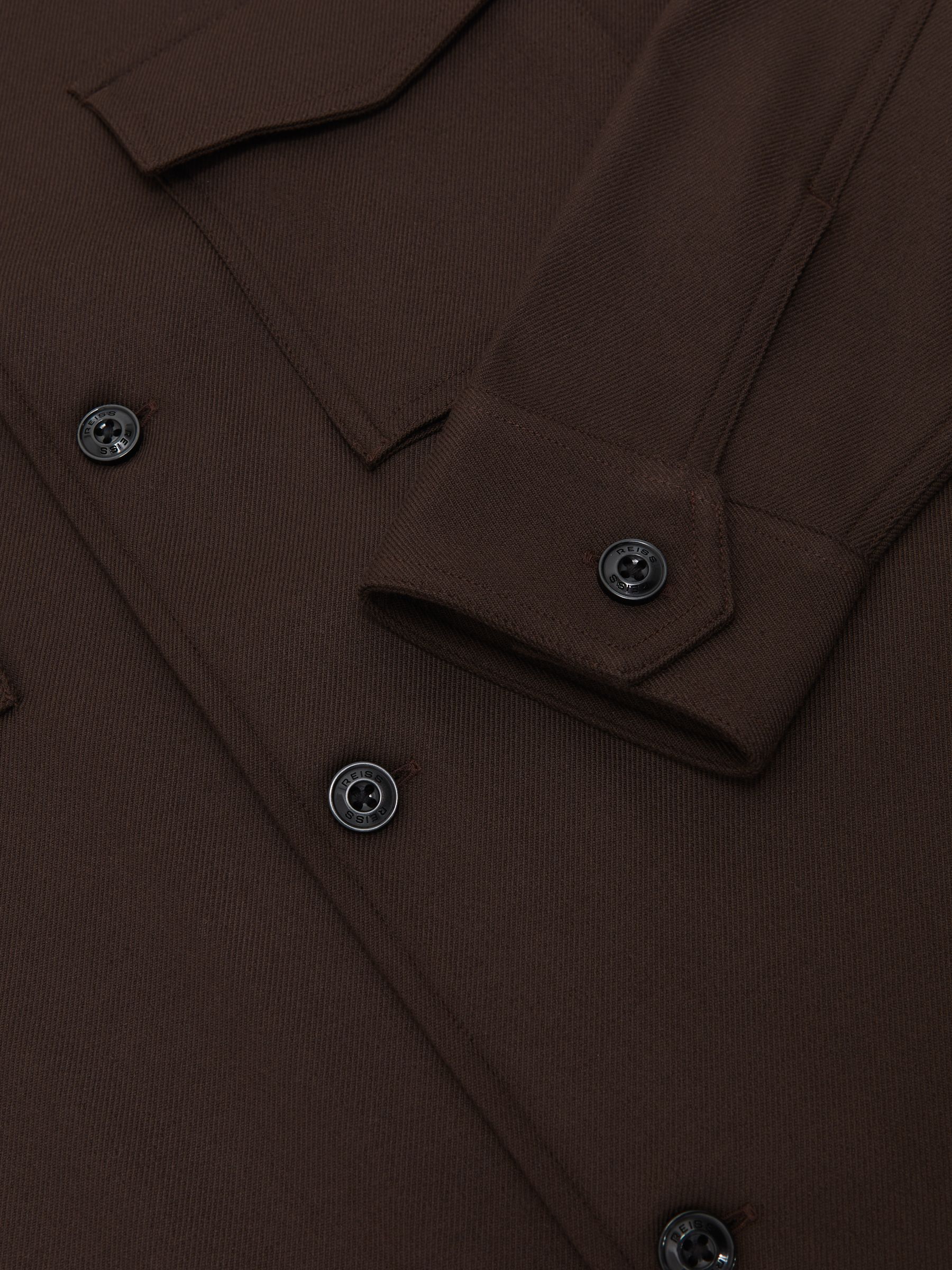 Twill Twin-Pocket Overshirt in Tobacco Brown