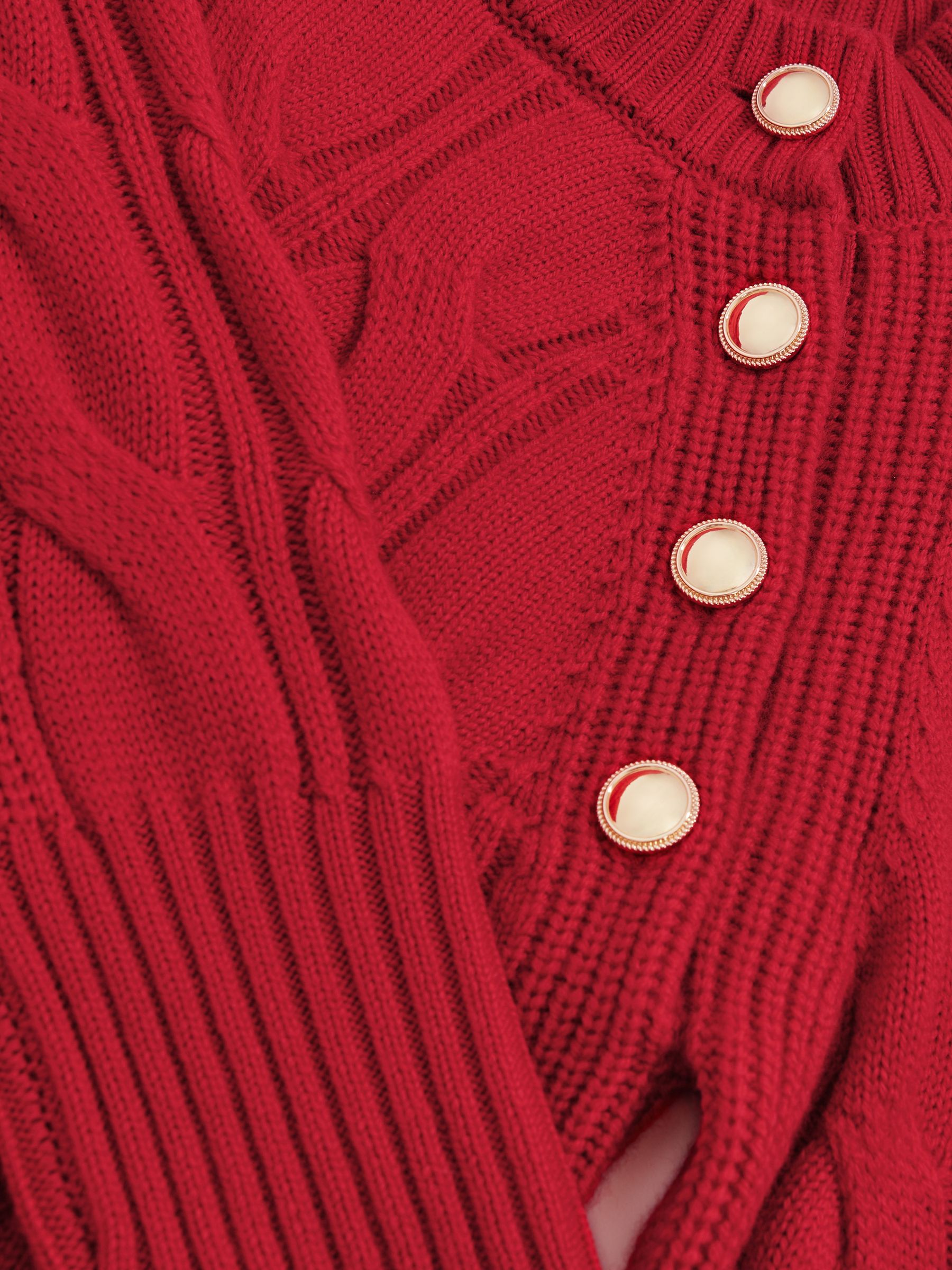 Wool Cable-Knit Dress in Red