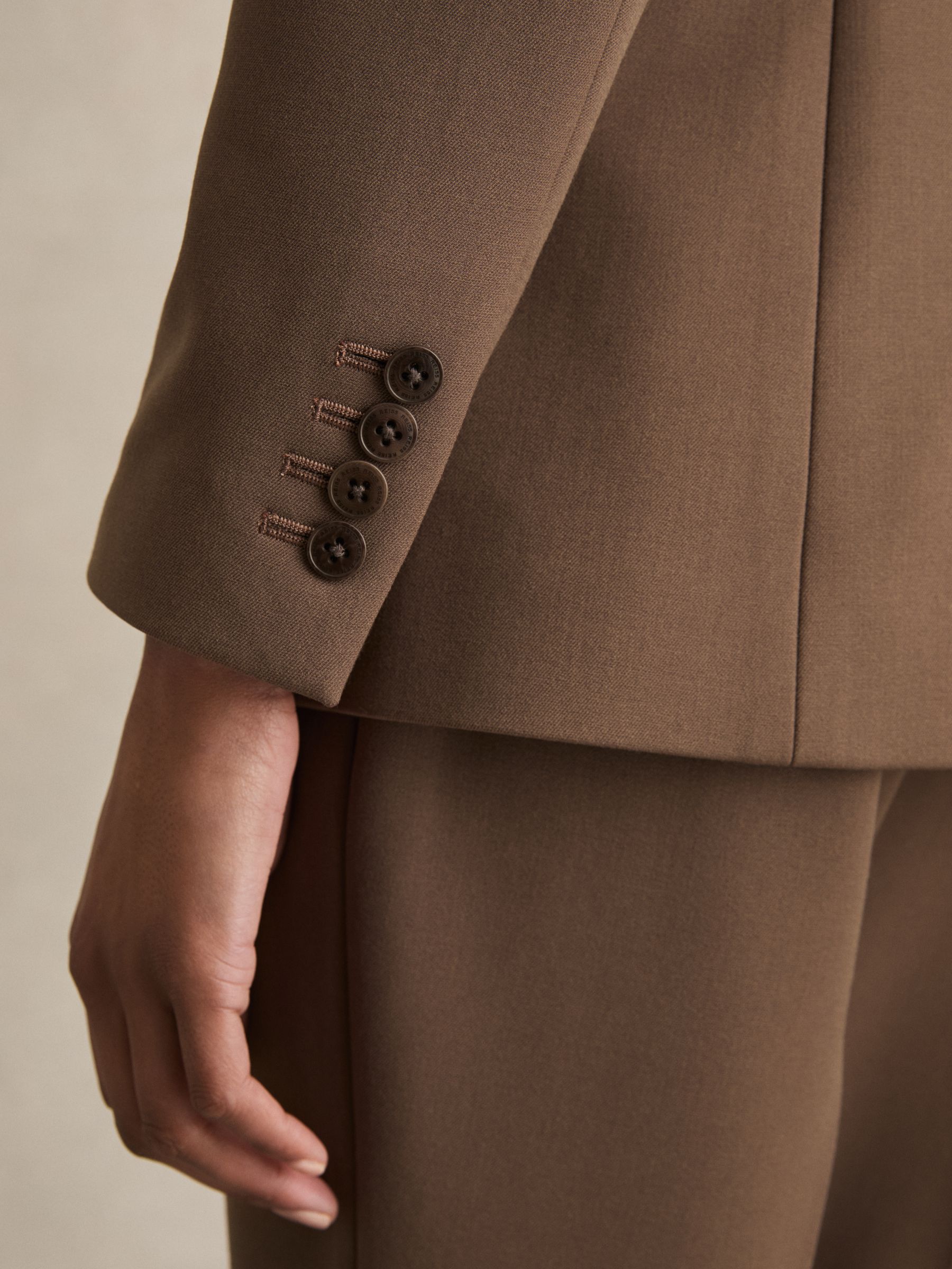 Petite Tailored Single Breasted Suit Blazer in Mink Neutral