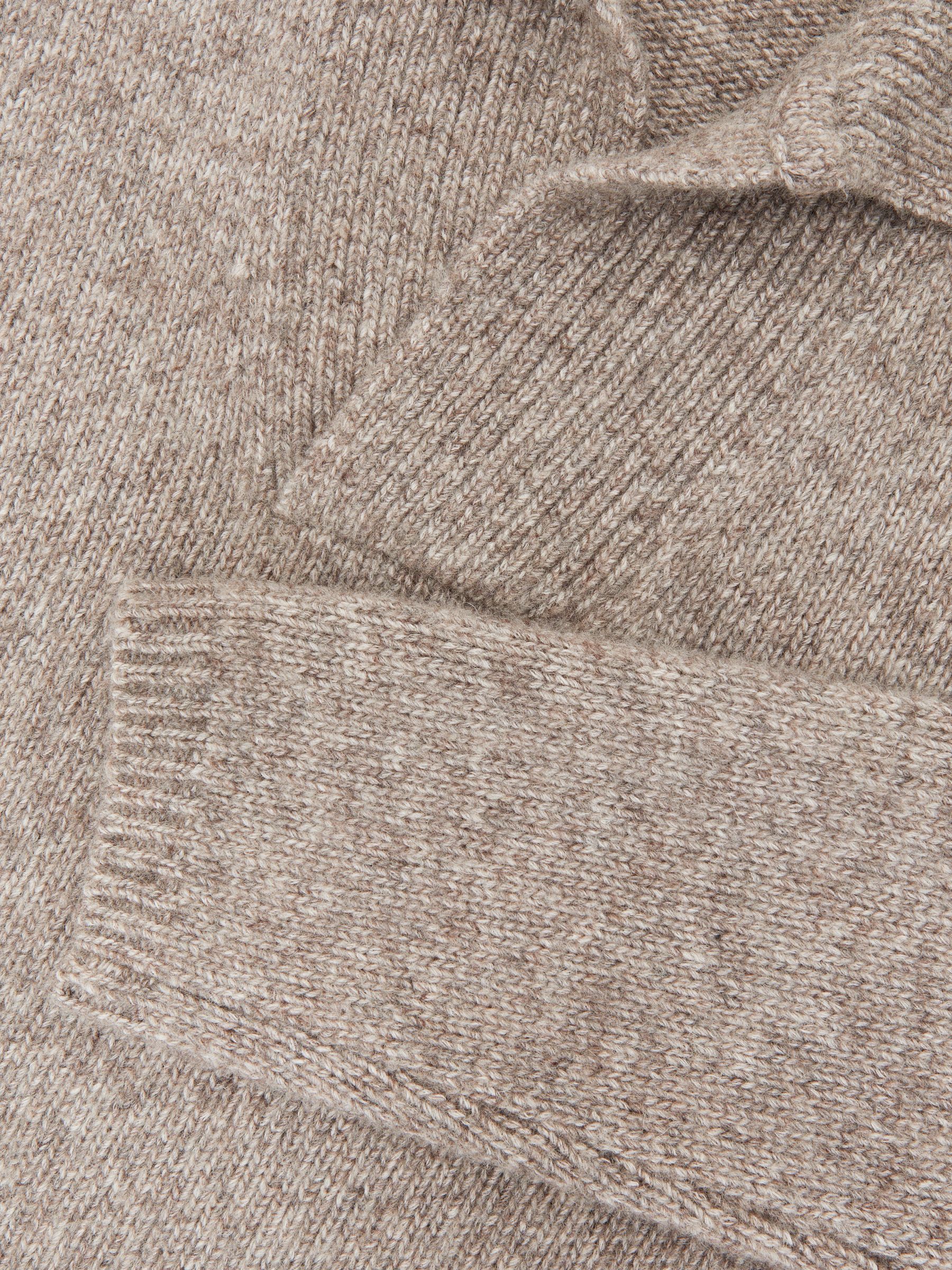 Wool-Blend Relaxed Open-Collar Jumper in Taupe Brown Melange