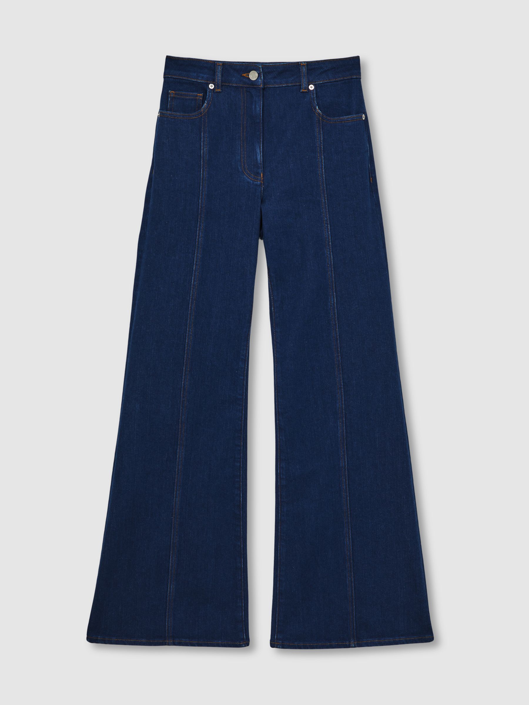 Petite Flared Seam-Detail Jeans in Blue