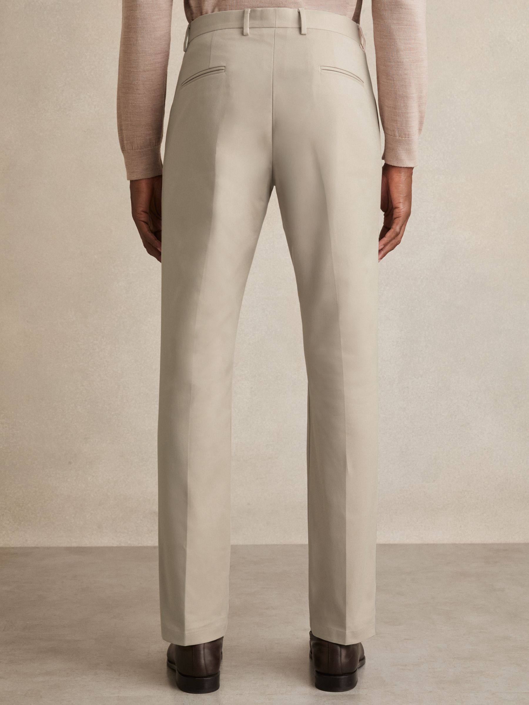 Slim Fit Cotton Blend Chinos in Stone