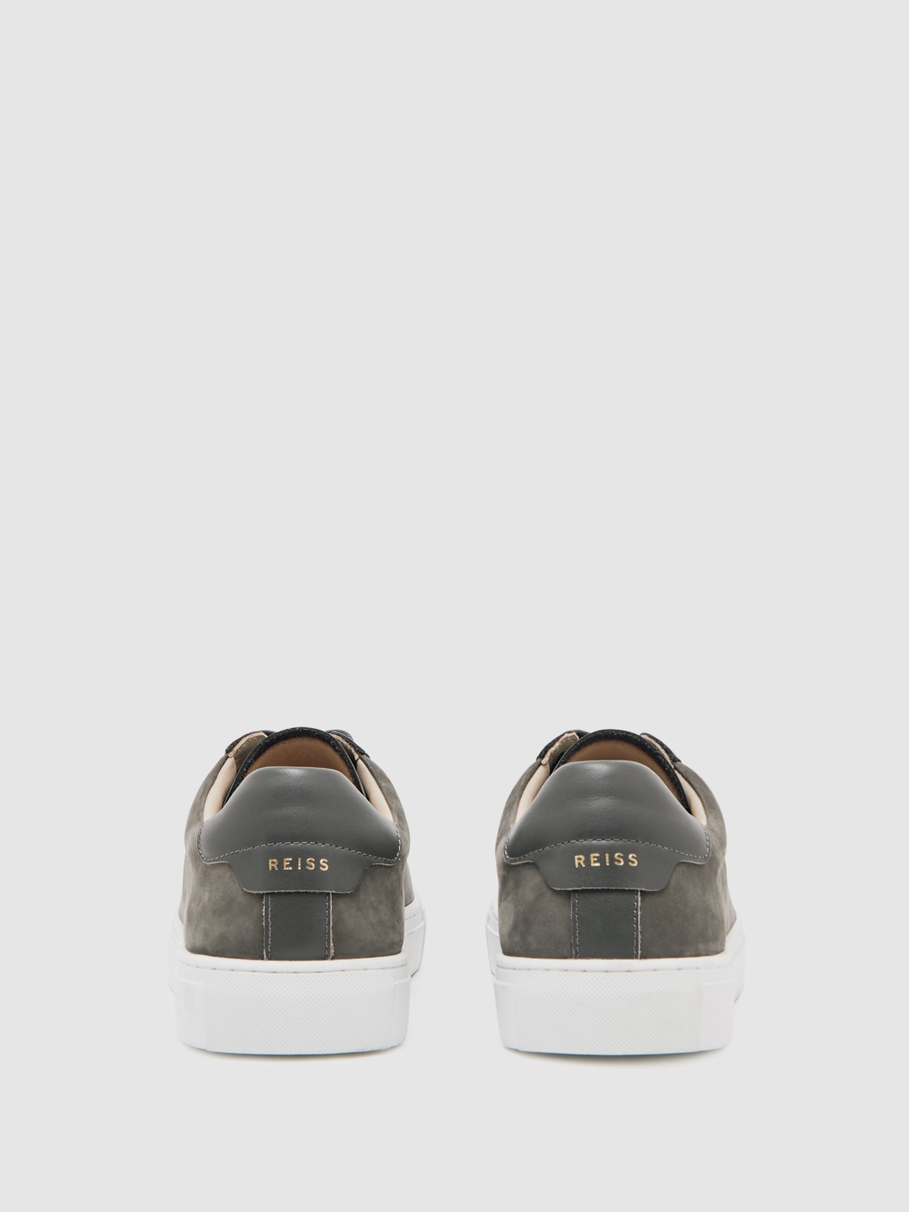 Nubuck Leather Low-Top Trainers in Grey