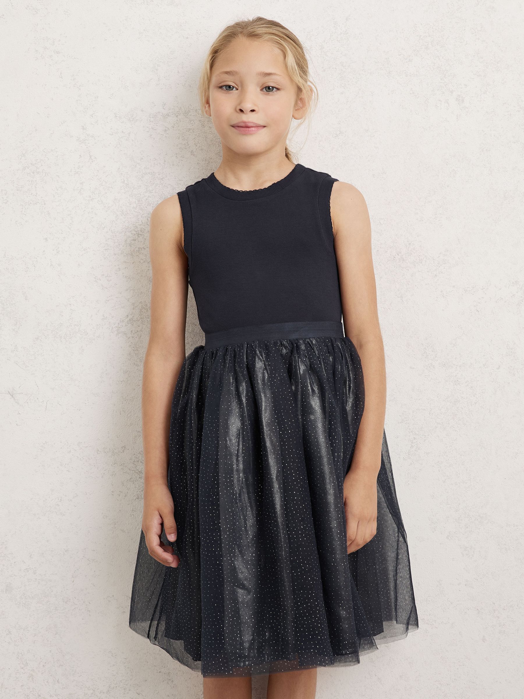 3-9 yrs Knit-Bodice Tulle Dress in Neutral