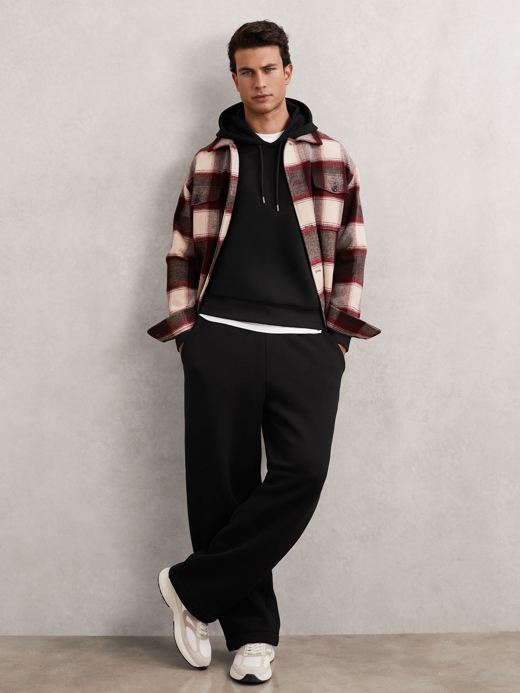 Cotton-Blend Fleece-Back Joggers in Black