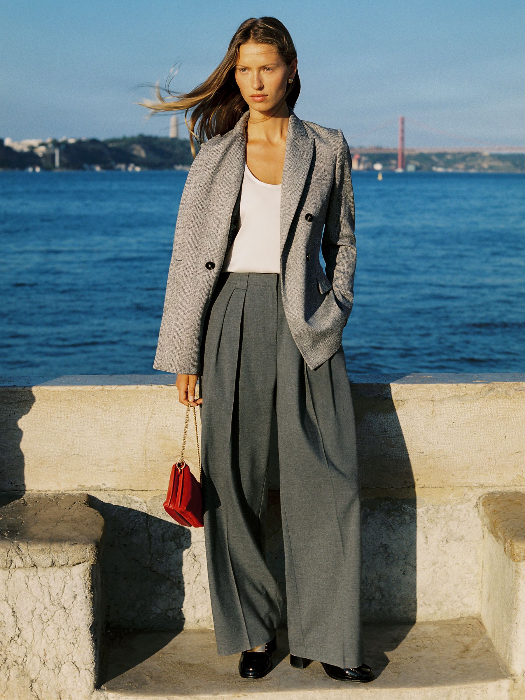 Wide-Leg Pleated Trousers in Neutral