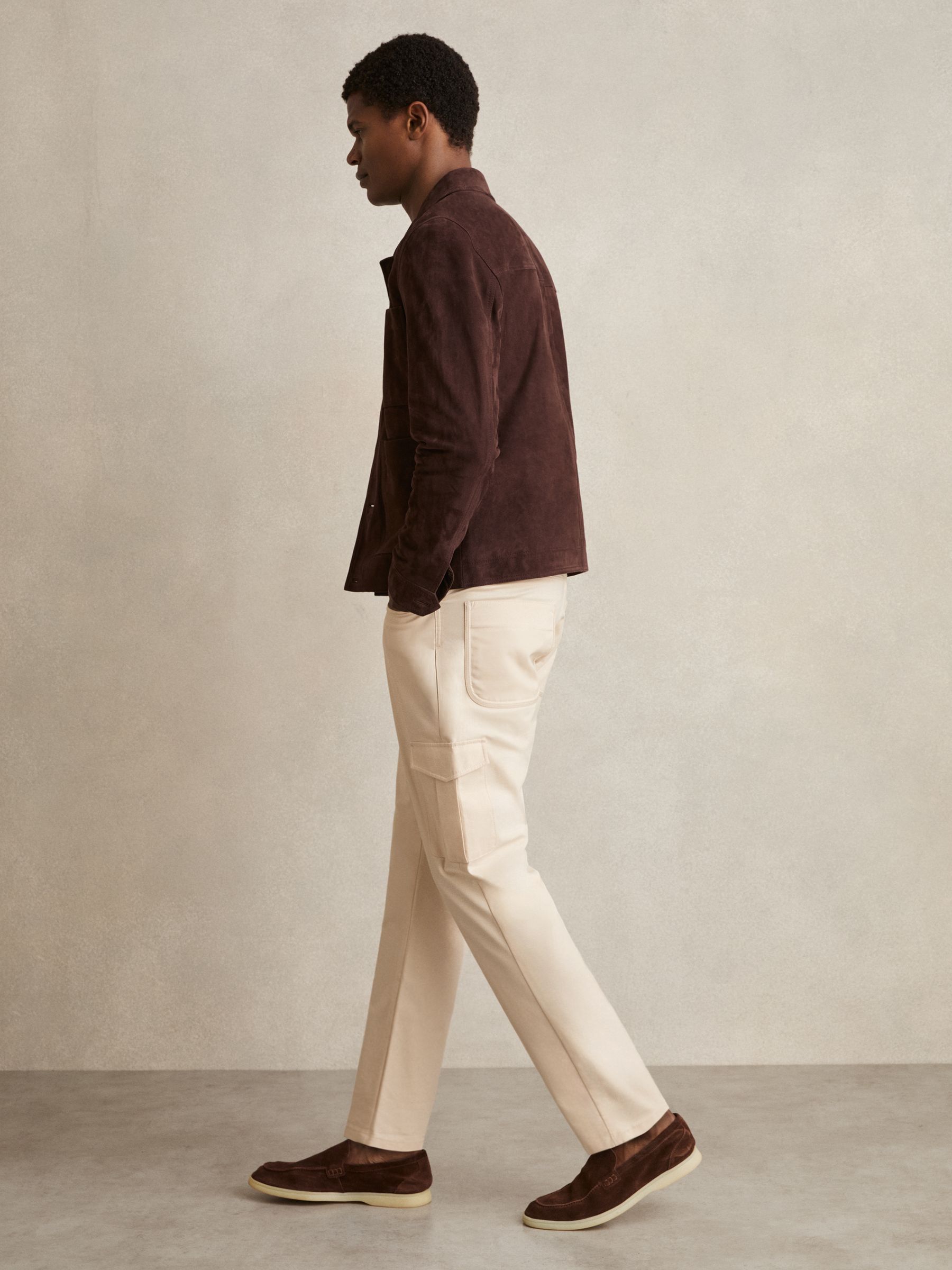 Cotton-Lyocell Cargo Trousers in Light Stone