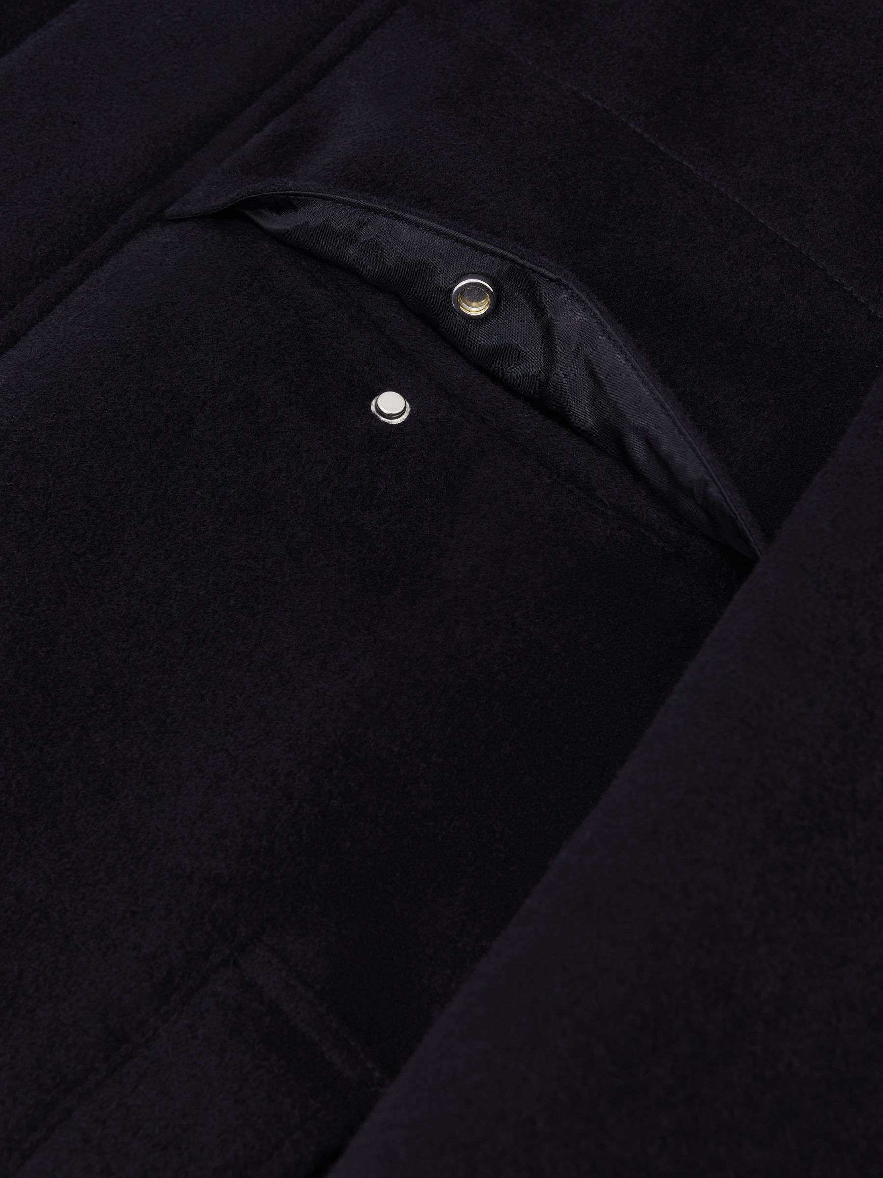 Wool-Blend Funnel-Neck Zip Jacket in Navy