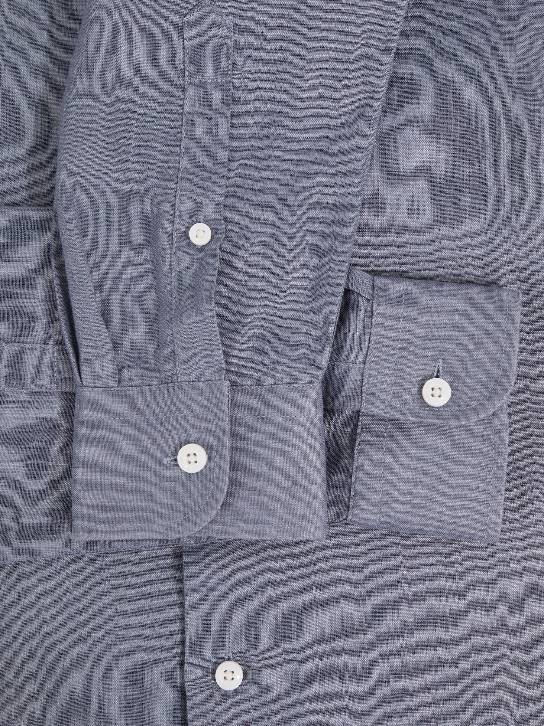 Linen Cutaway-Collar Shirt in Airforce Blue