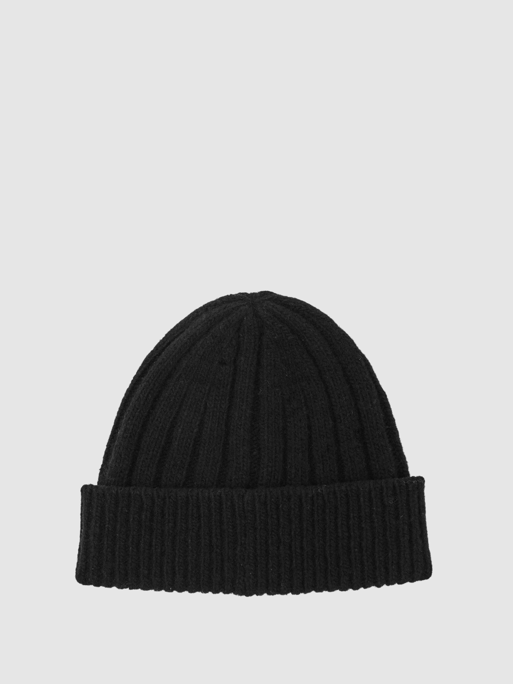 Wool-Blend Chunky Rib-Knit Beanie in Black