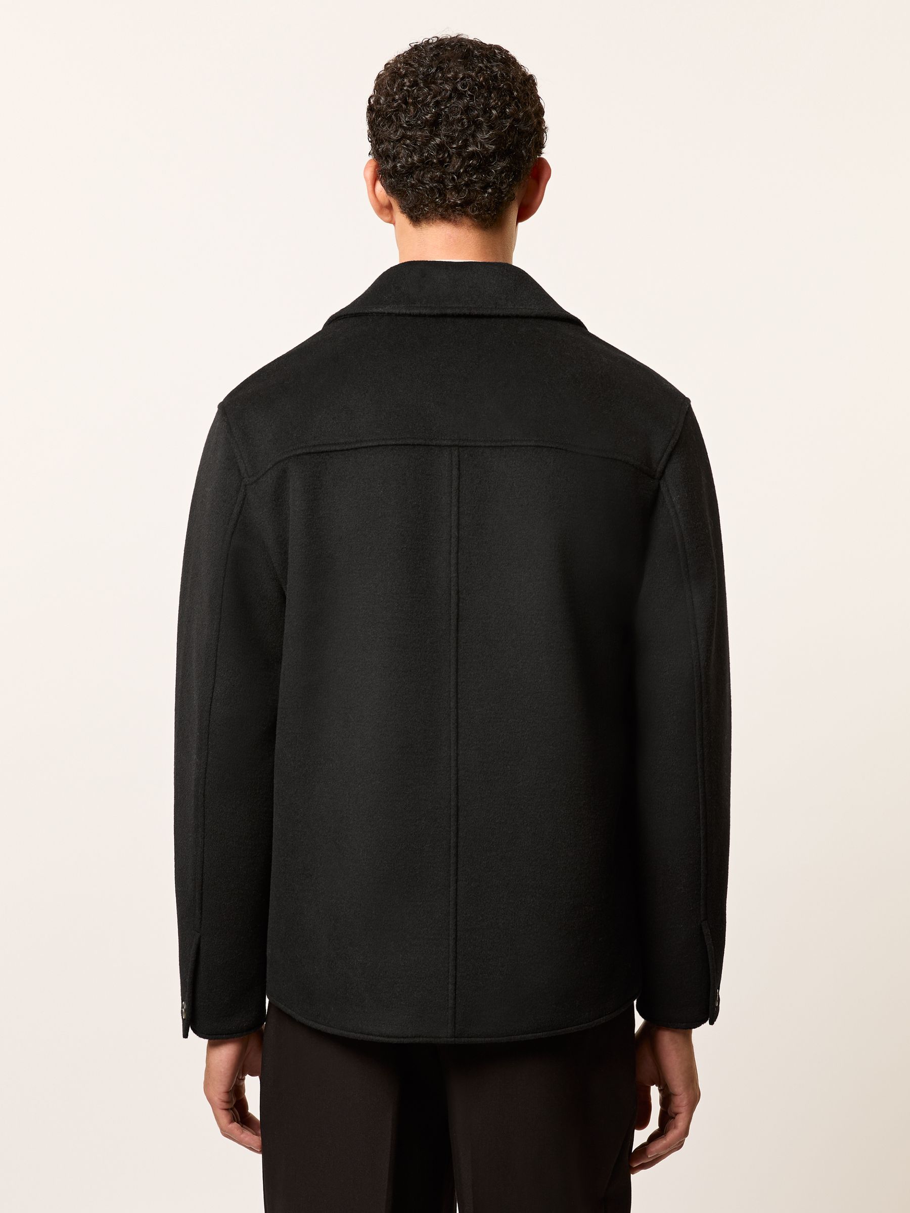 Monogram Wool-Blend Relaxed Overshirt in Black
