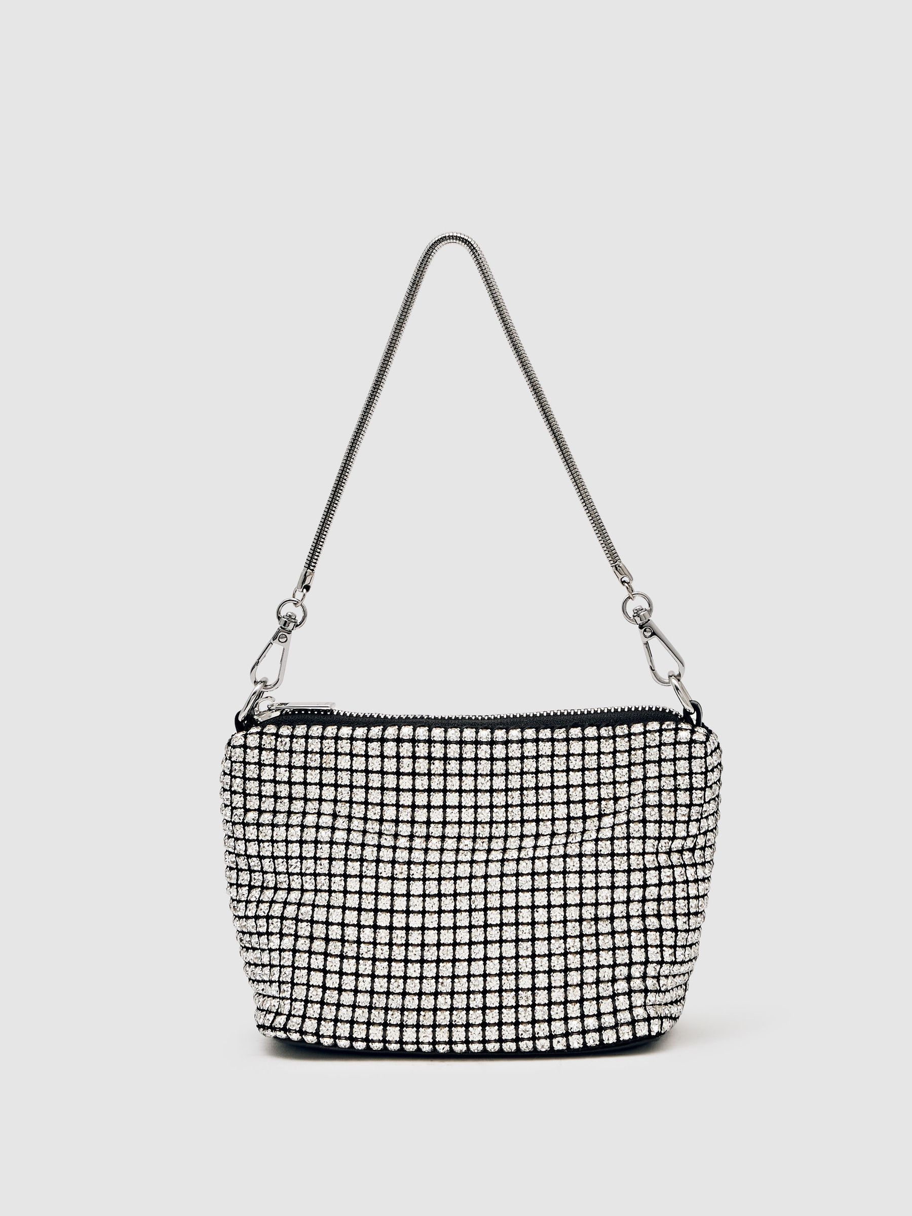 Crystal Pouch Bag in Silver