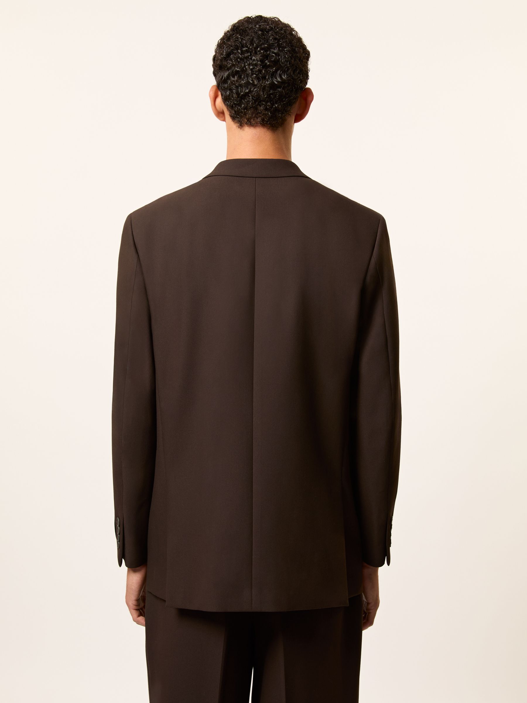 Monogram Relaxed Double-Breasted Blazer in Brown