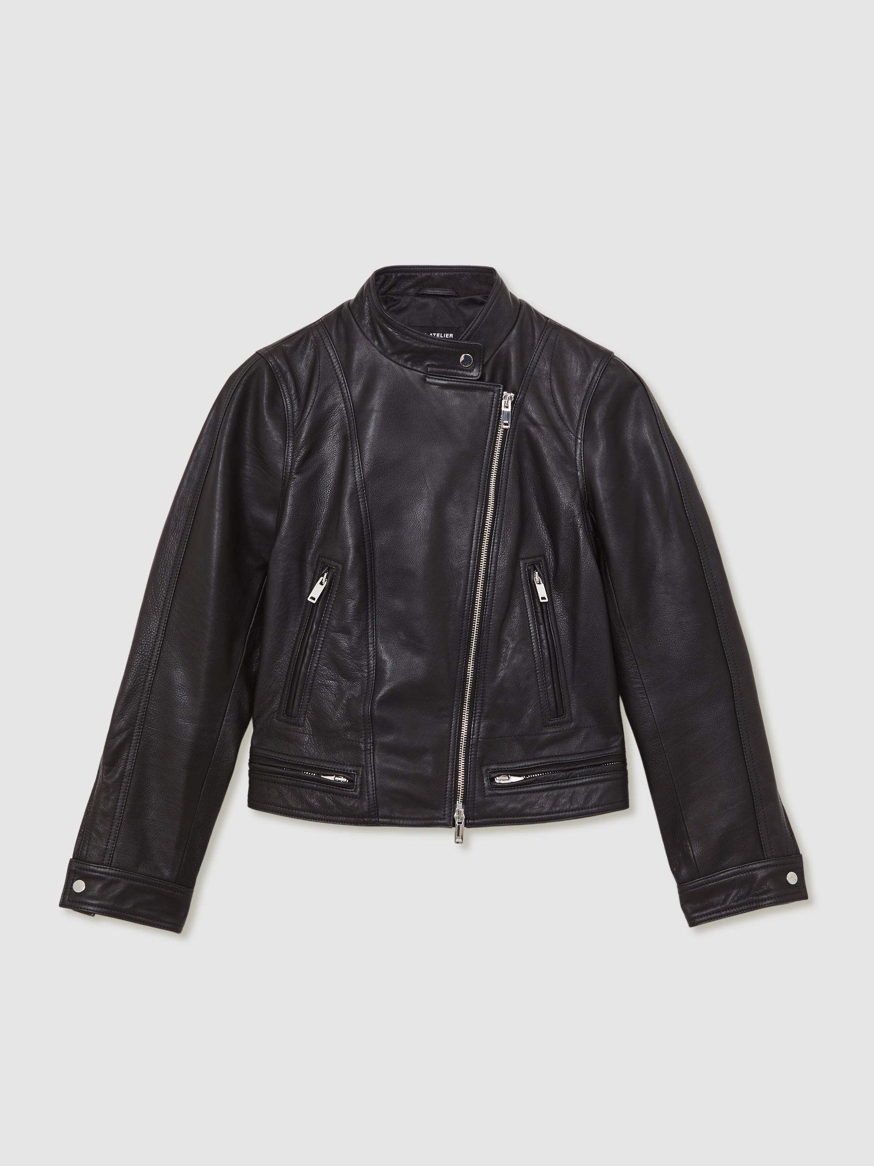 Atelier Leather Biker Jacket in Black