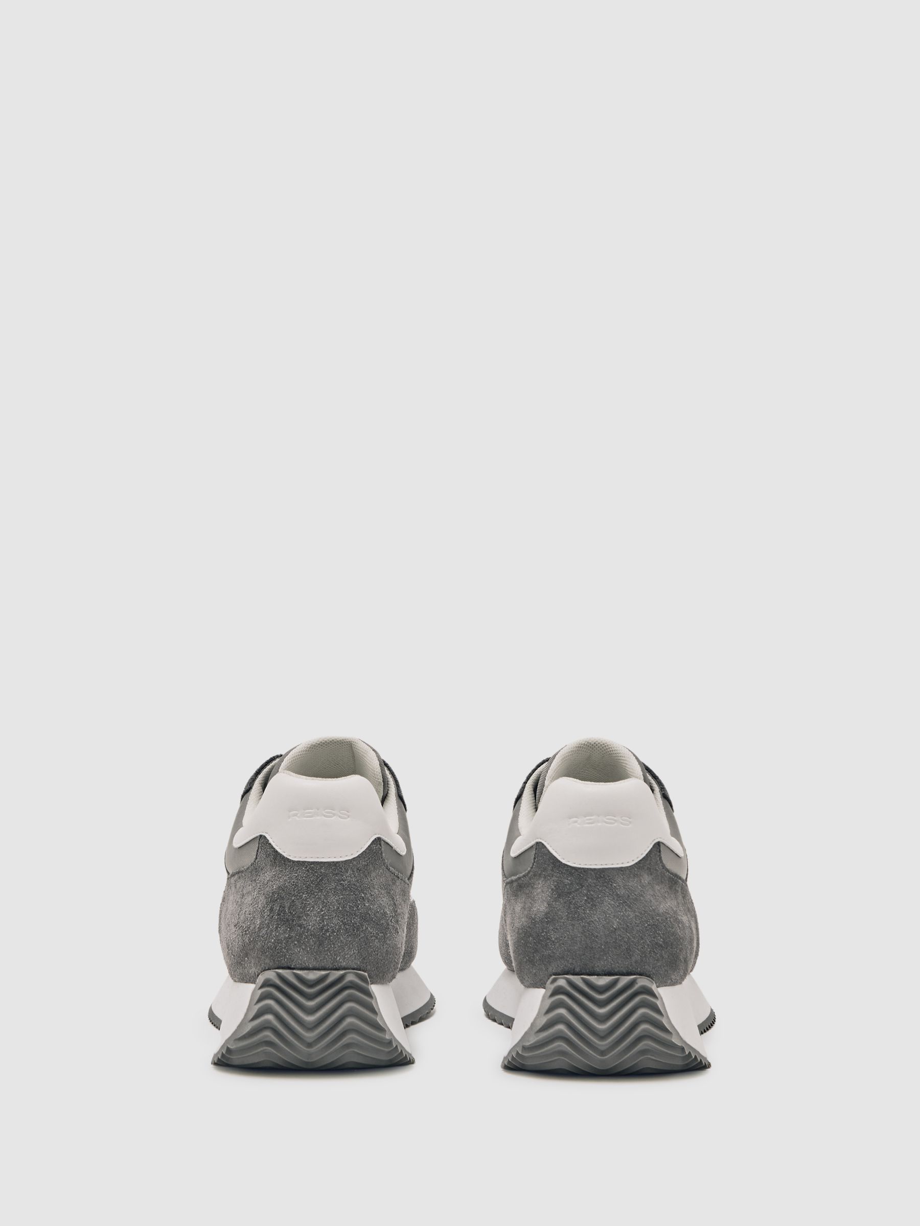 Suede Lace-Up Running Trainers in Graphite Grey