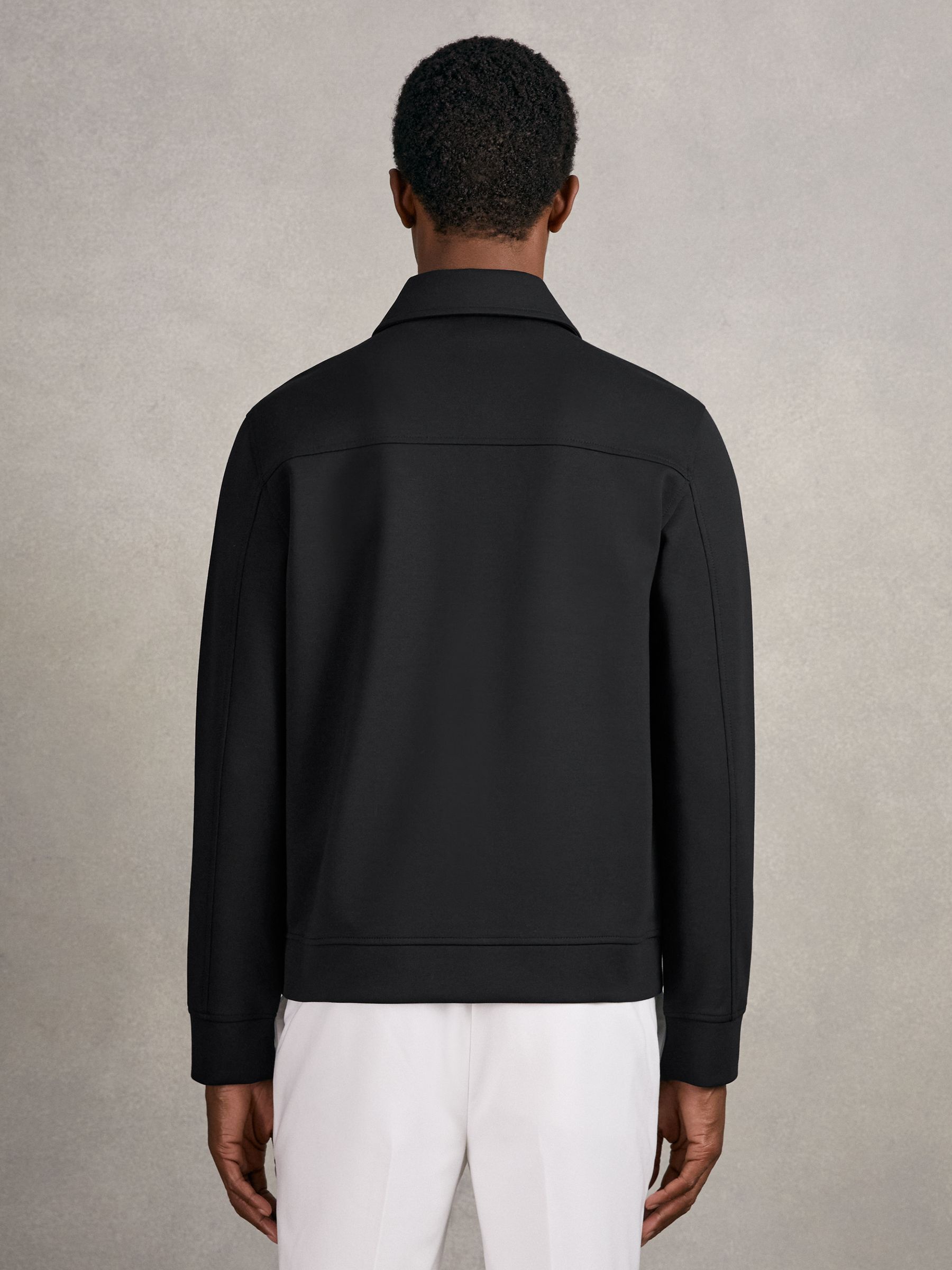 Interlock Zip Through Overshirt in Black