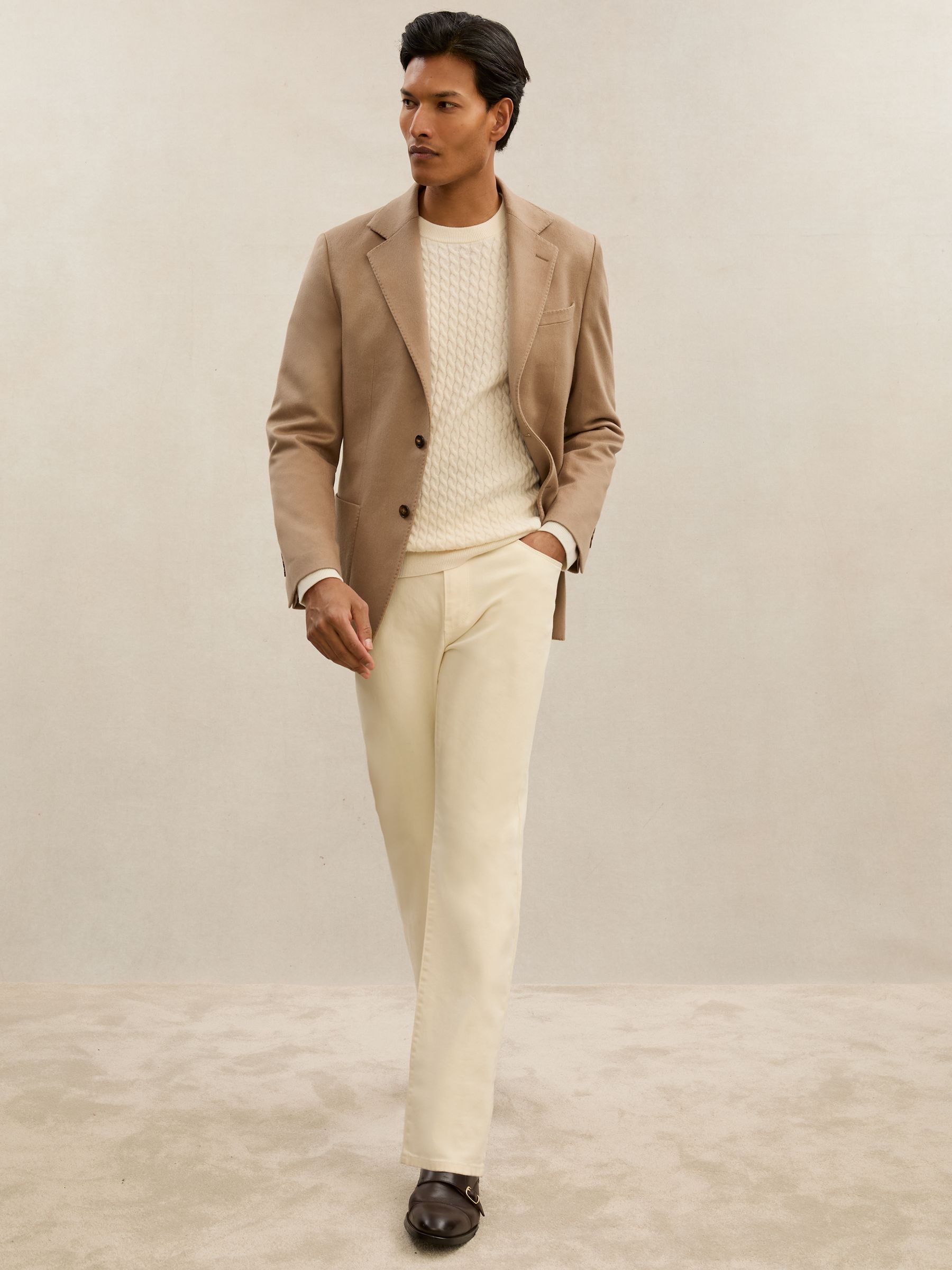 Atelier Cashmere Single-Breasted Blazer Tailored-Fit in Camel