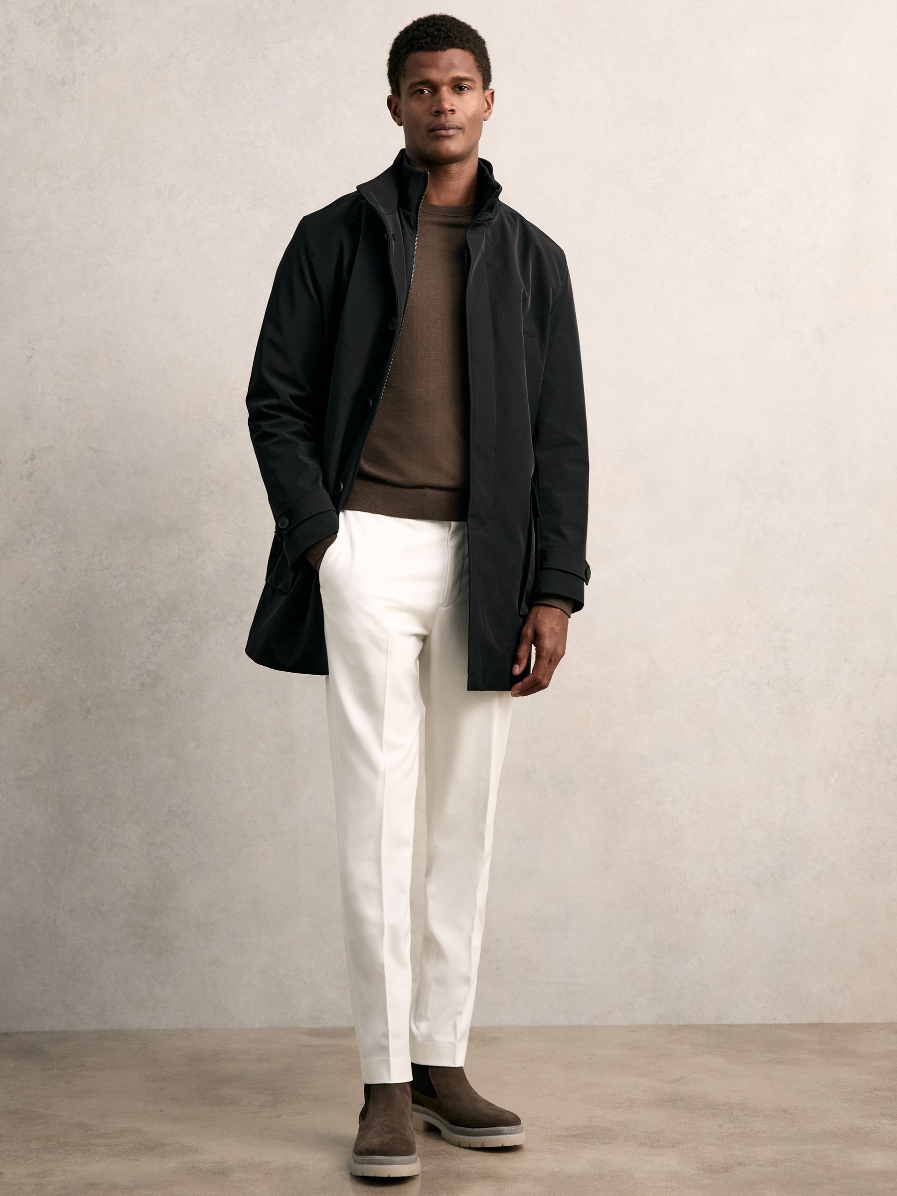 Hybrid Removable-Gilet Overcoat in Navy