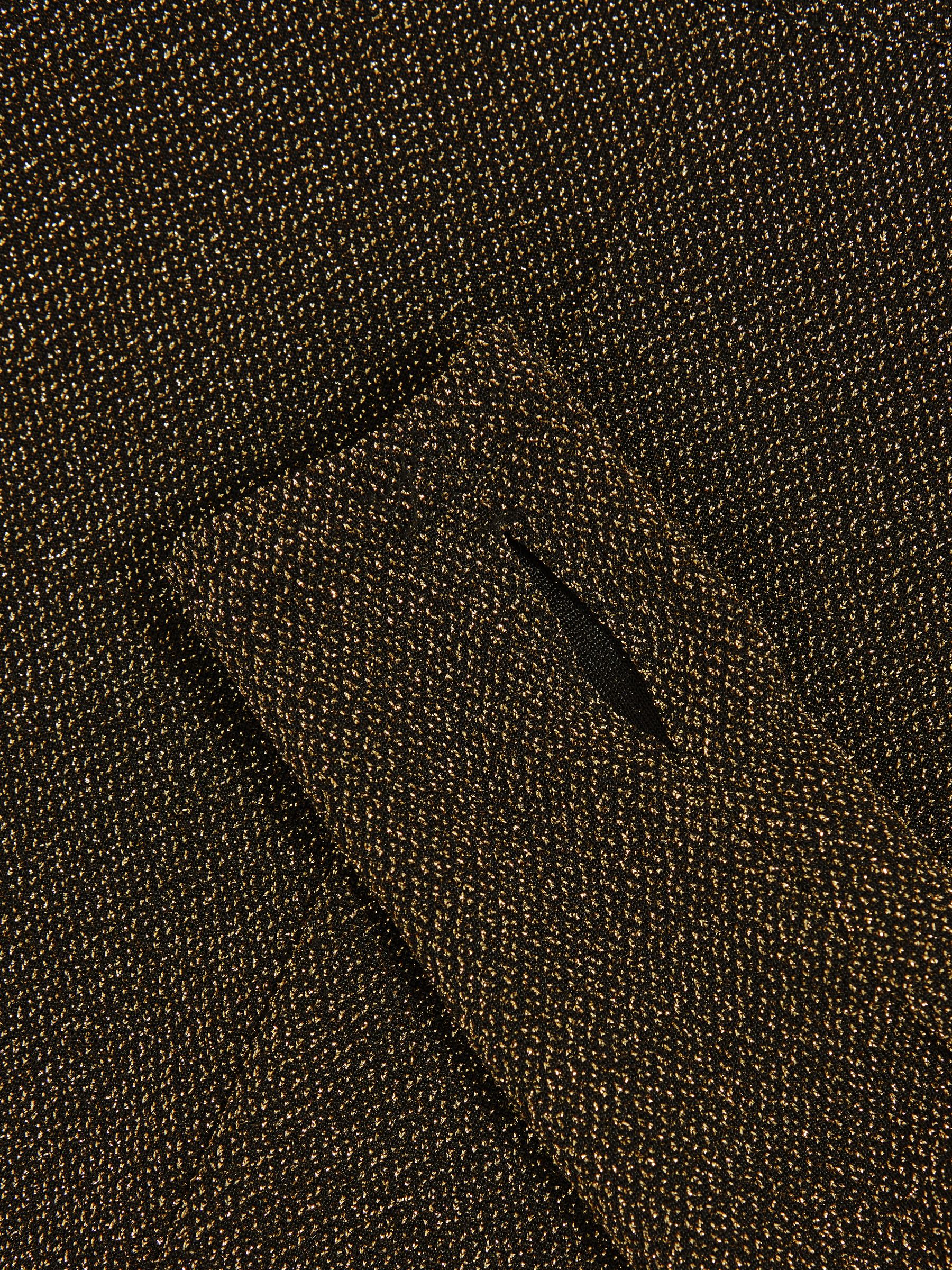 Metallic-Knit Long-Sleeve Top in Gold