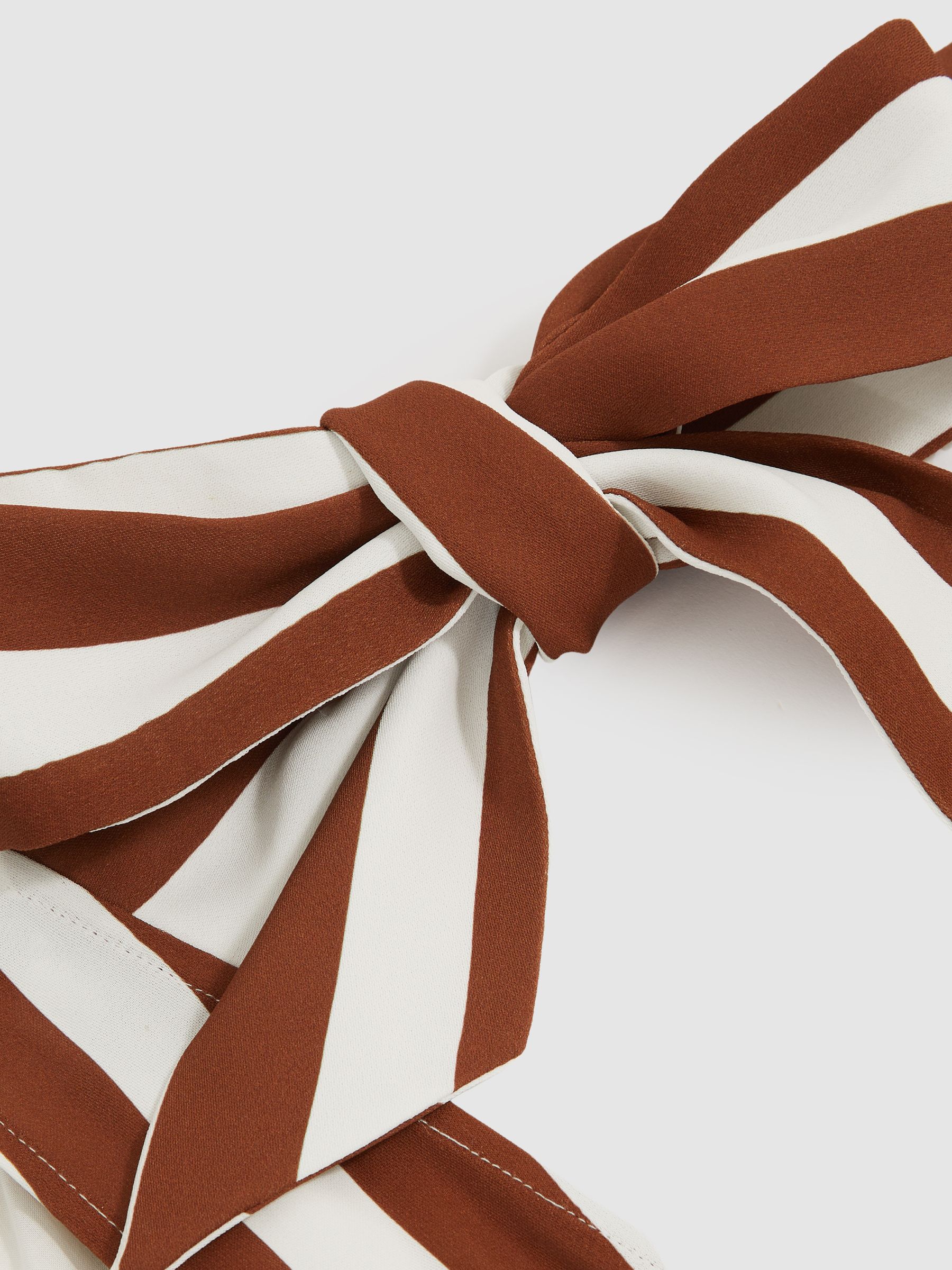 Stripe-Print Sleeveless Mini Dress in Brown/Navy