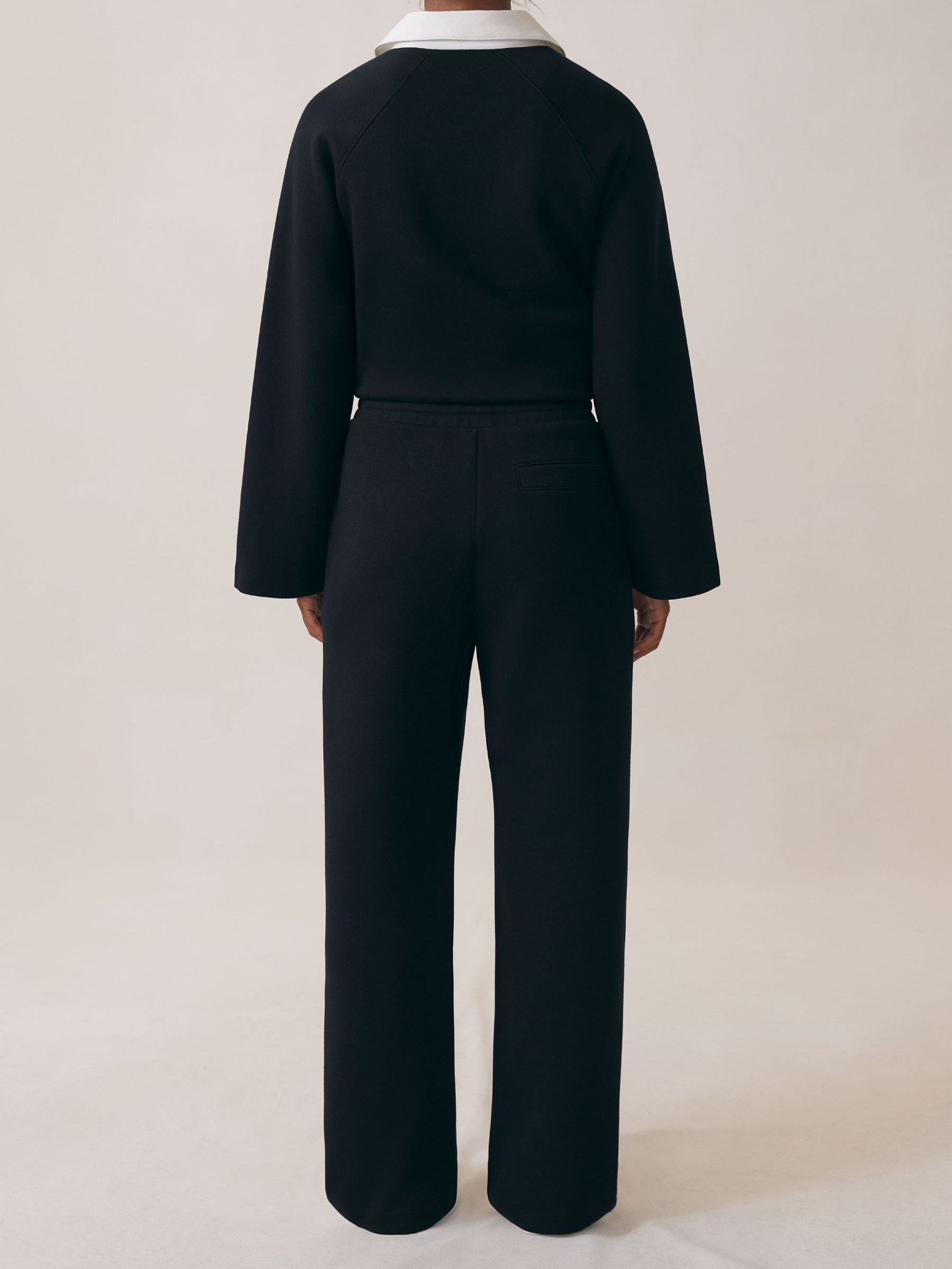 Interlock Contrast-Collar Sweatshirt in Black/White