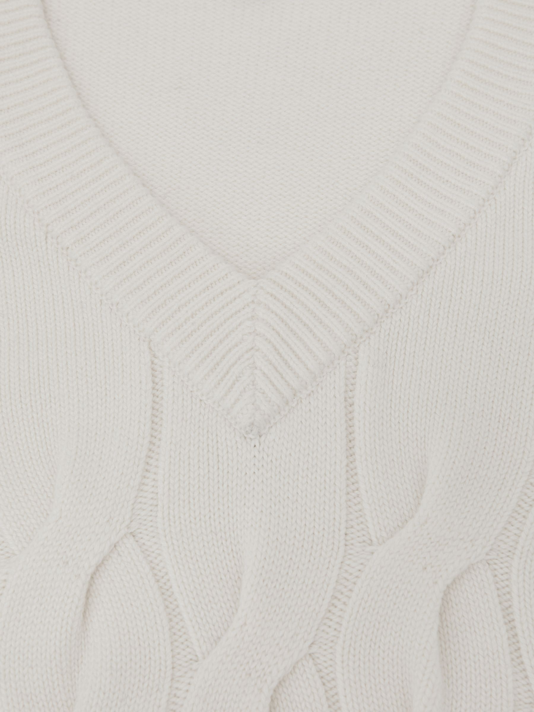 Cable-Knit V-Neck Vest with Wool in Winter White