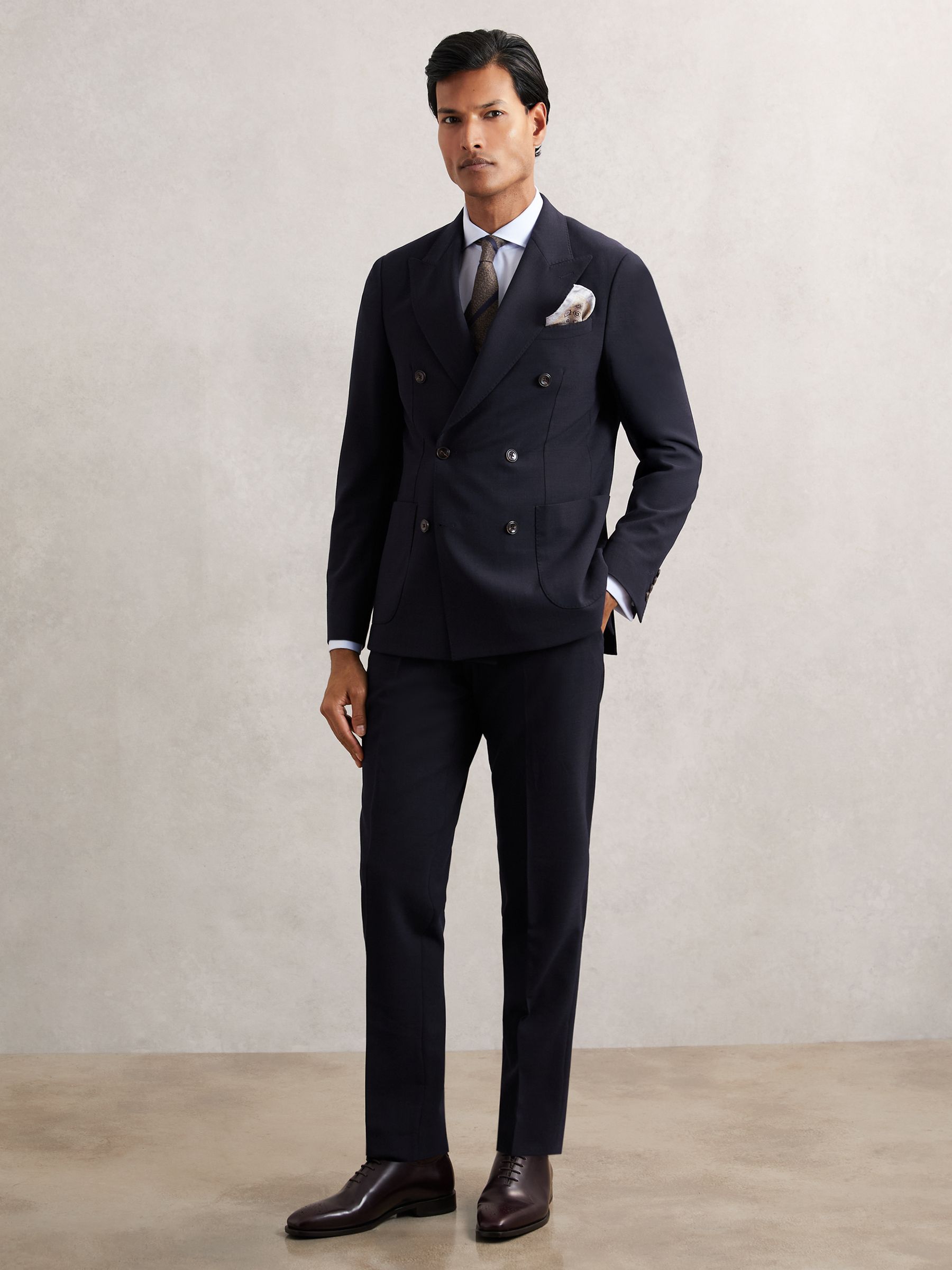 Slim-Fit Textured Suit Trousers With Wool in Stone