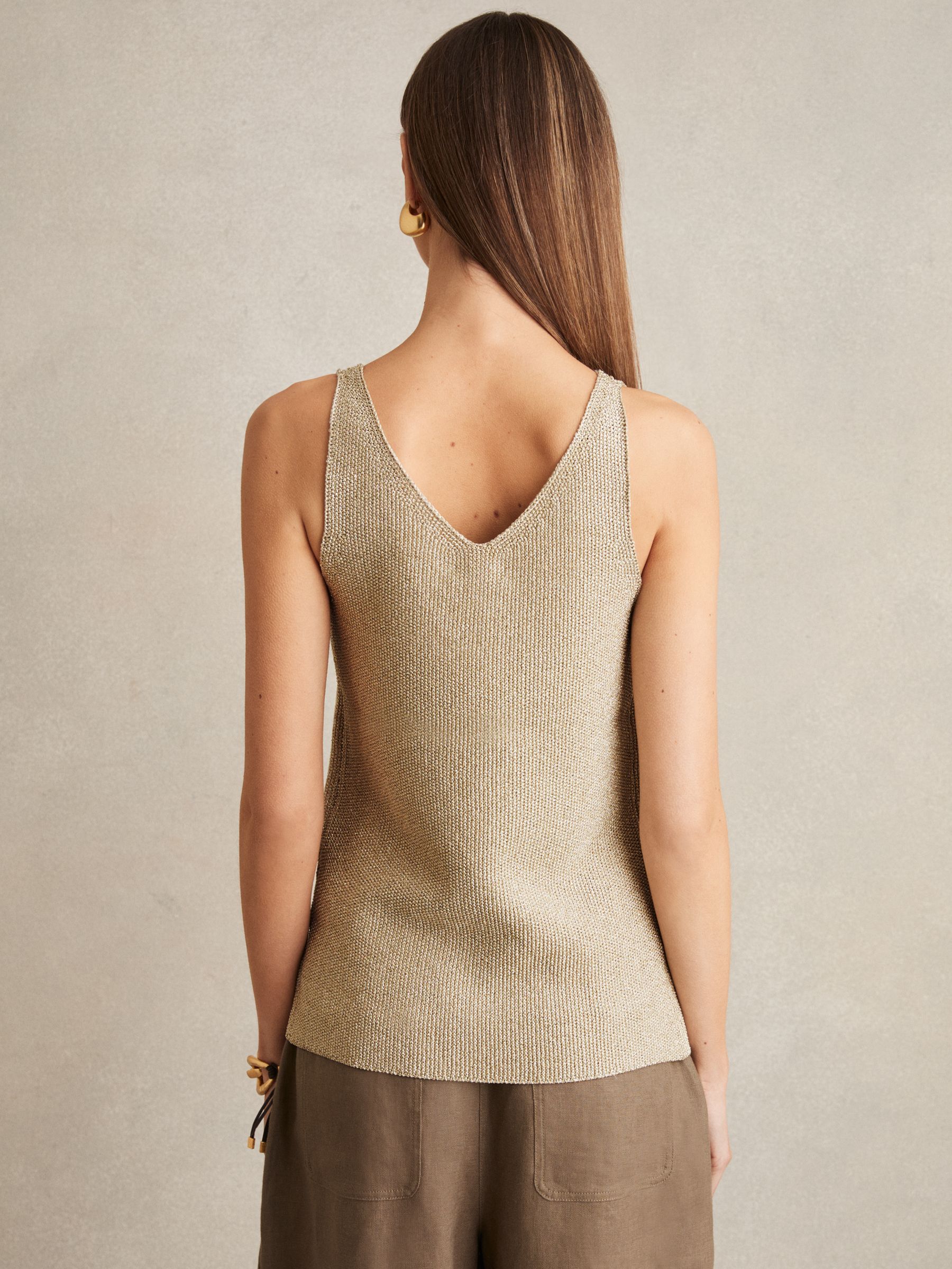 Metallic V-Neck Vest in Gold