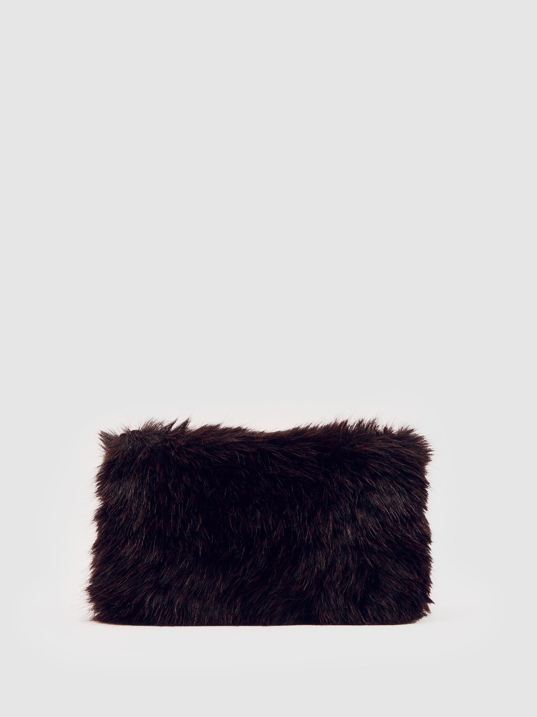Faux Fur Shoulder Bag in Burgundy