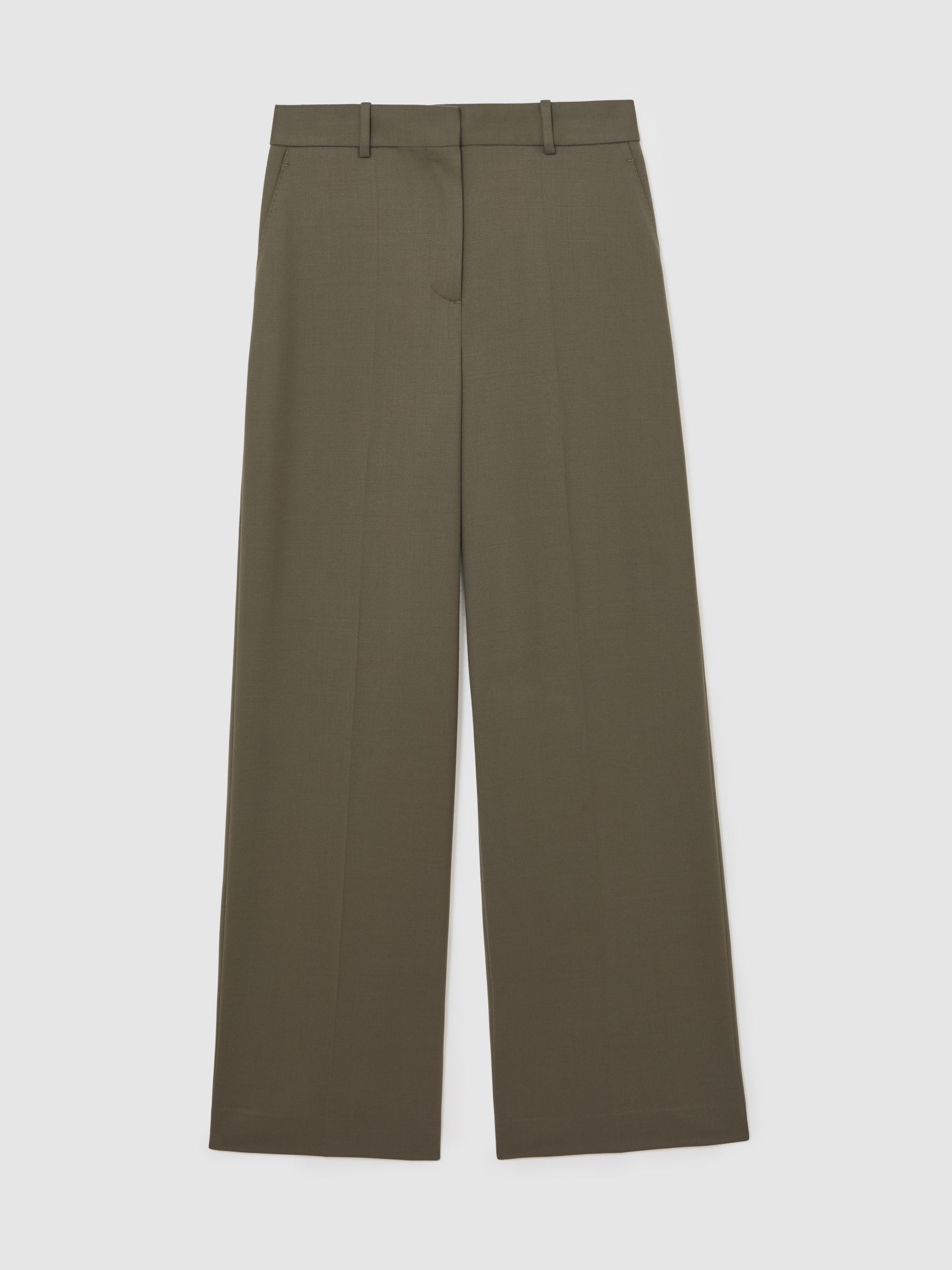 Petite Wool-Blend Wide-Leg Suit Trousers in Green