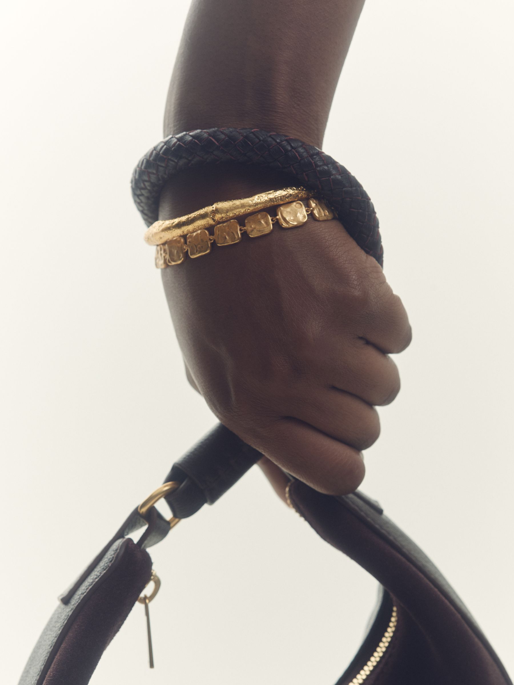 Molten Square Bracelet in Gold Tone