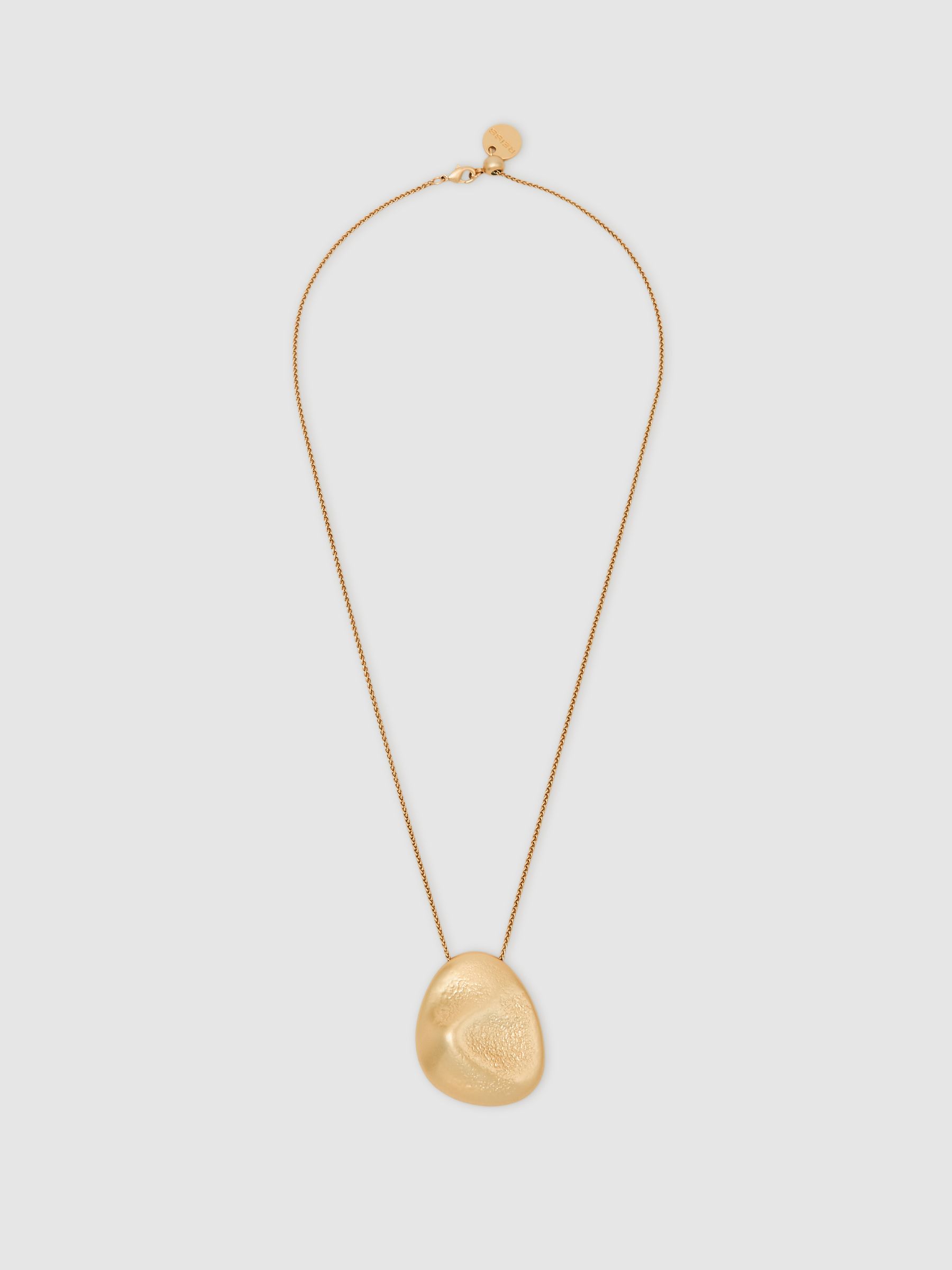 Tone Textured Pebble Pendant Necklace in Gold