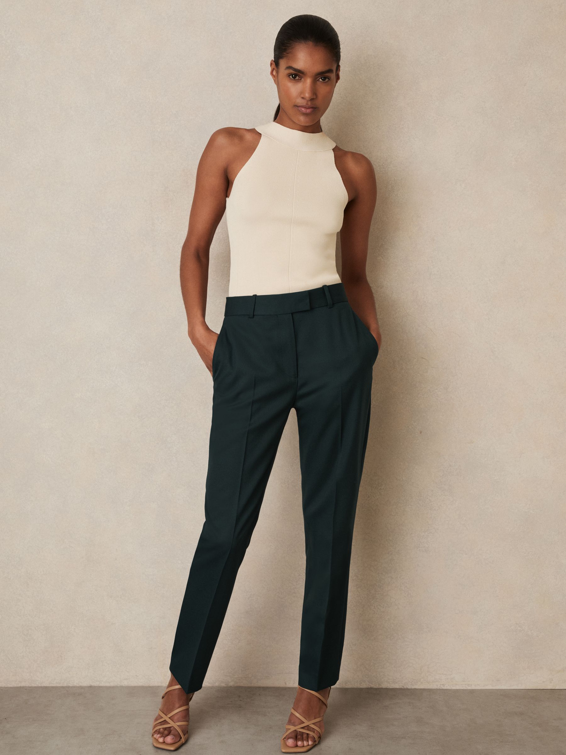 Wool-Blend Slim-Fit Suit Trousers in Green