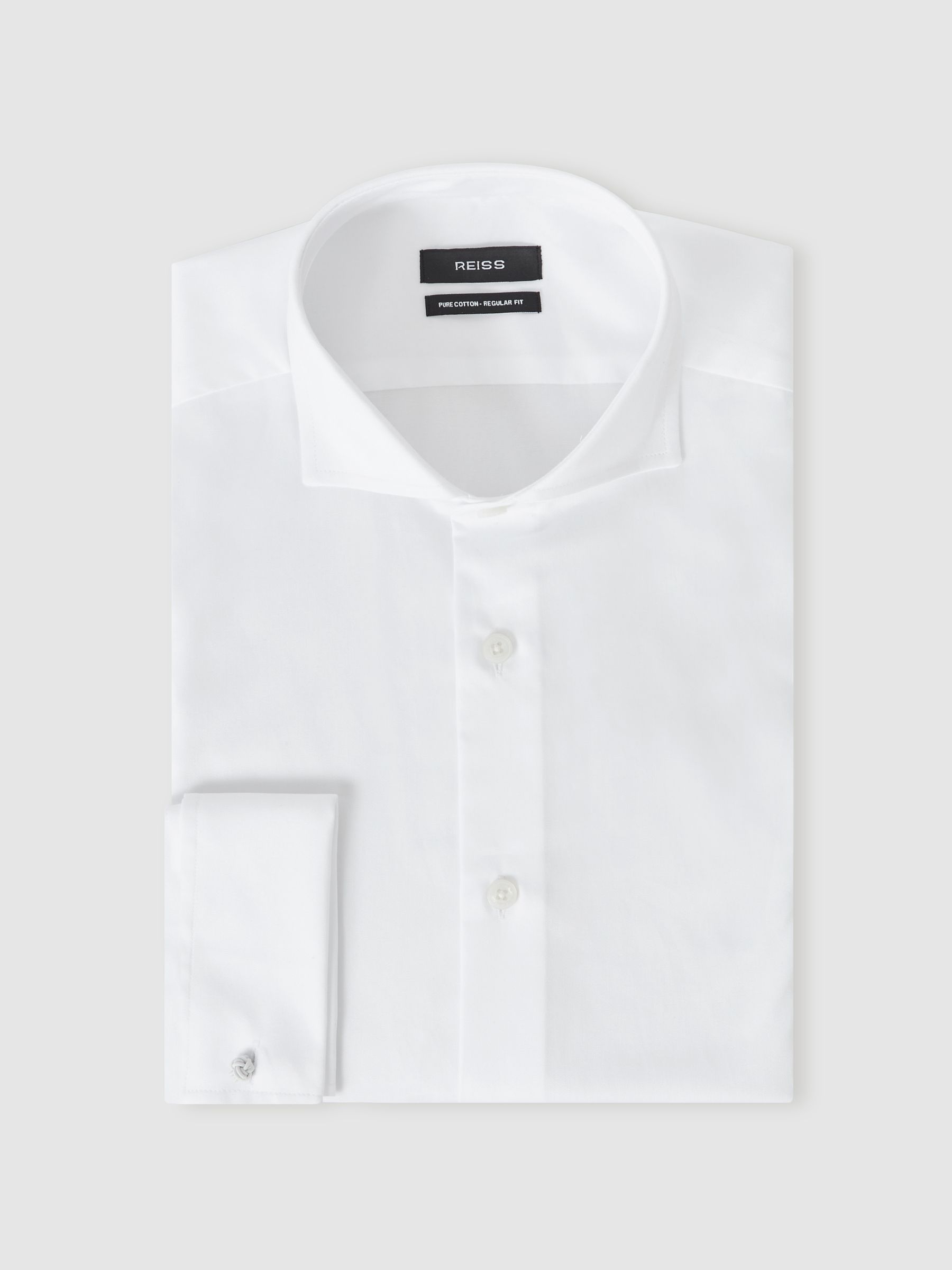 Double-Cuff Two-Fold Cotton Shirt in White