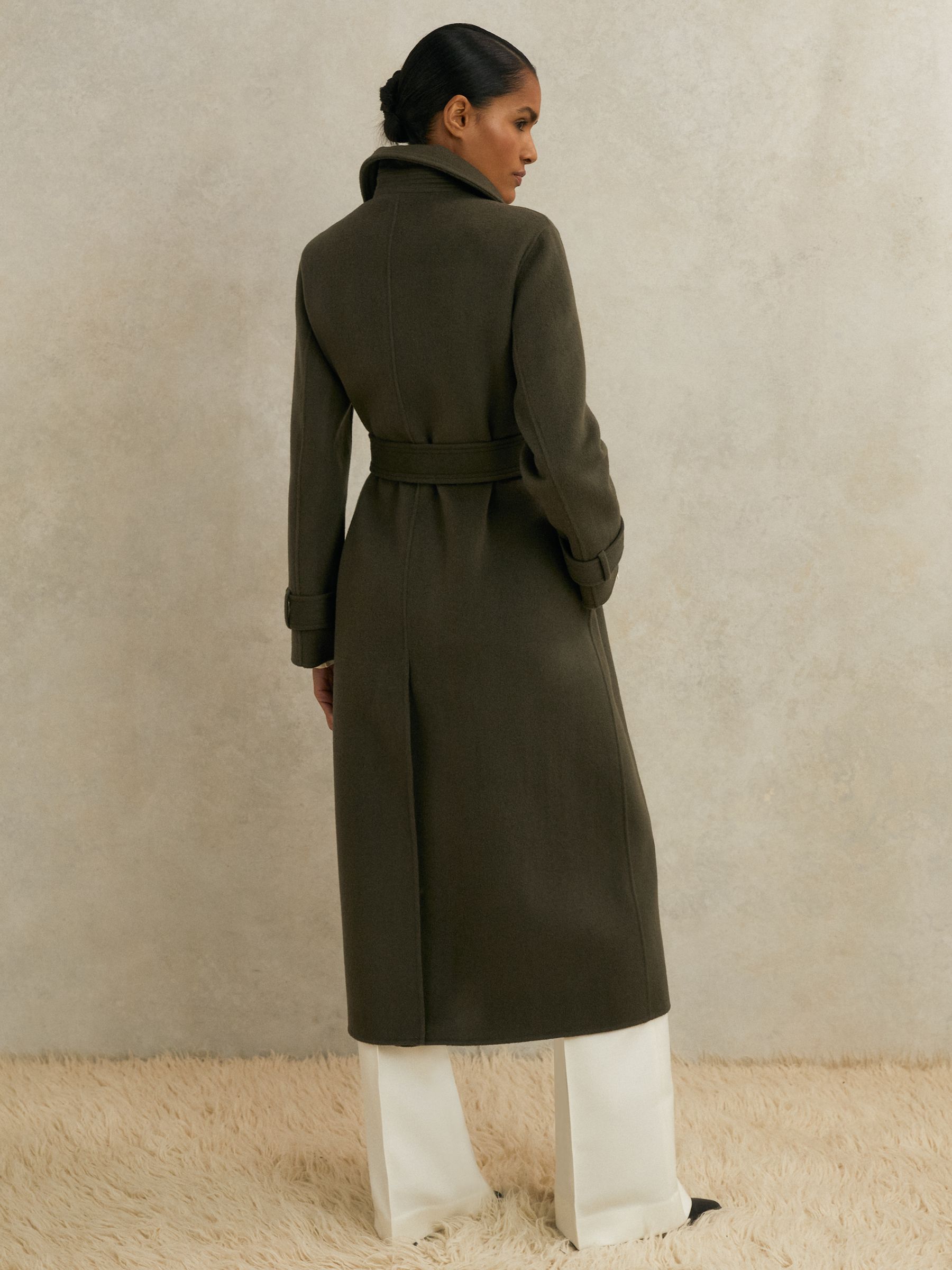 Atelier Wool Belted Blindseam Coat in Khaki