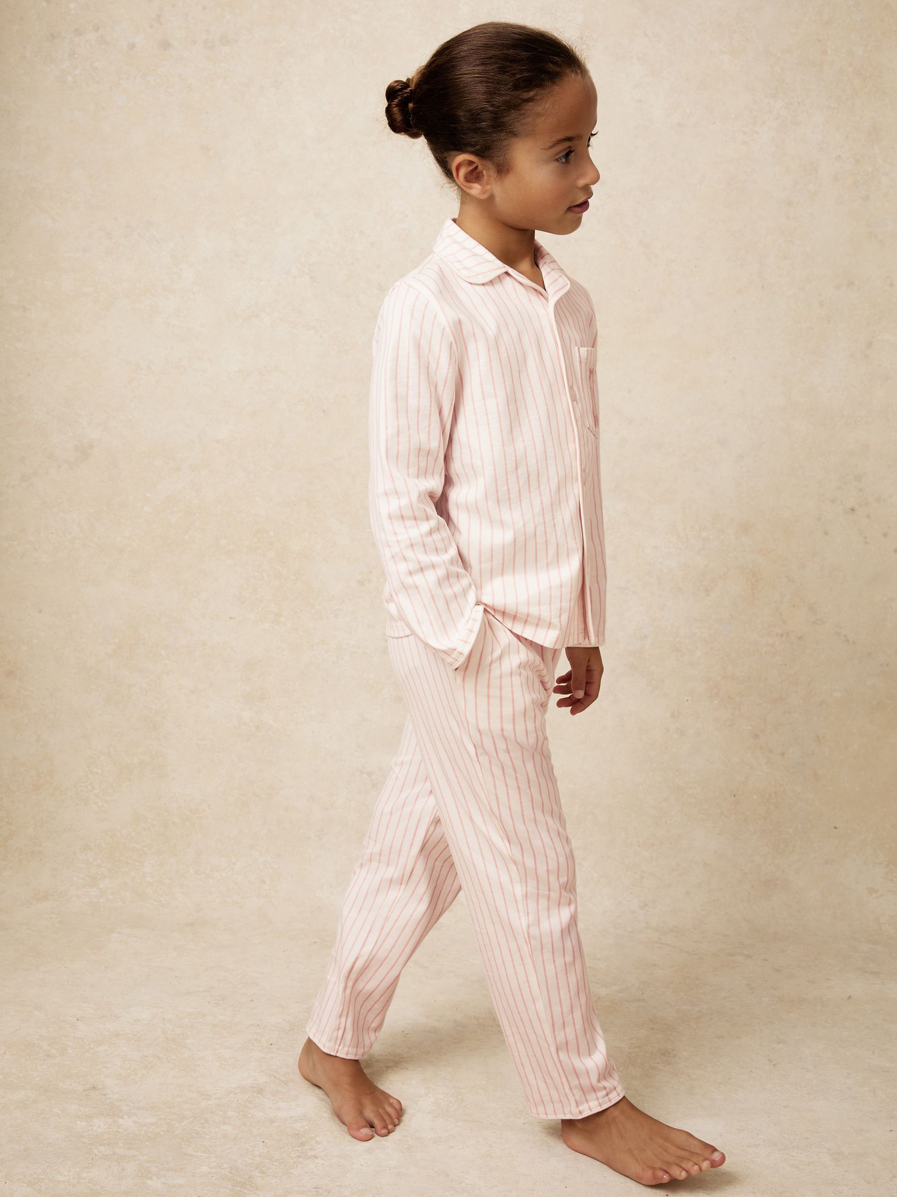 9-13 yrs Cotton Embroidery Stripe Pyjama Set in Pink