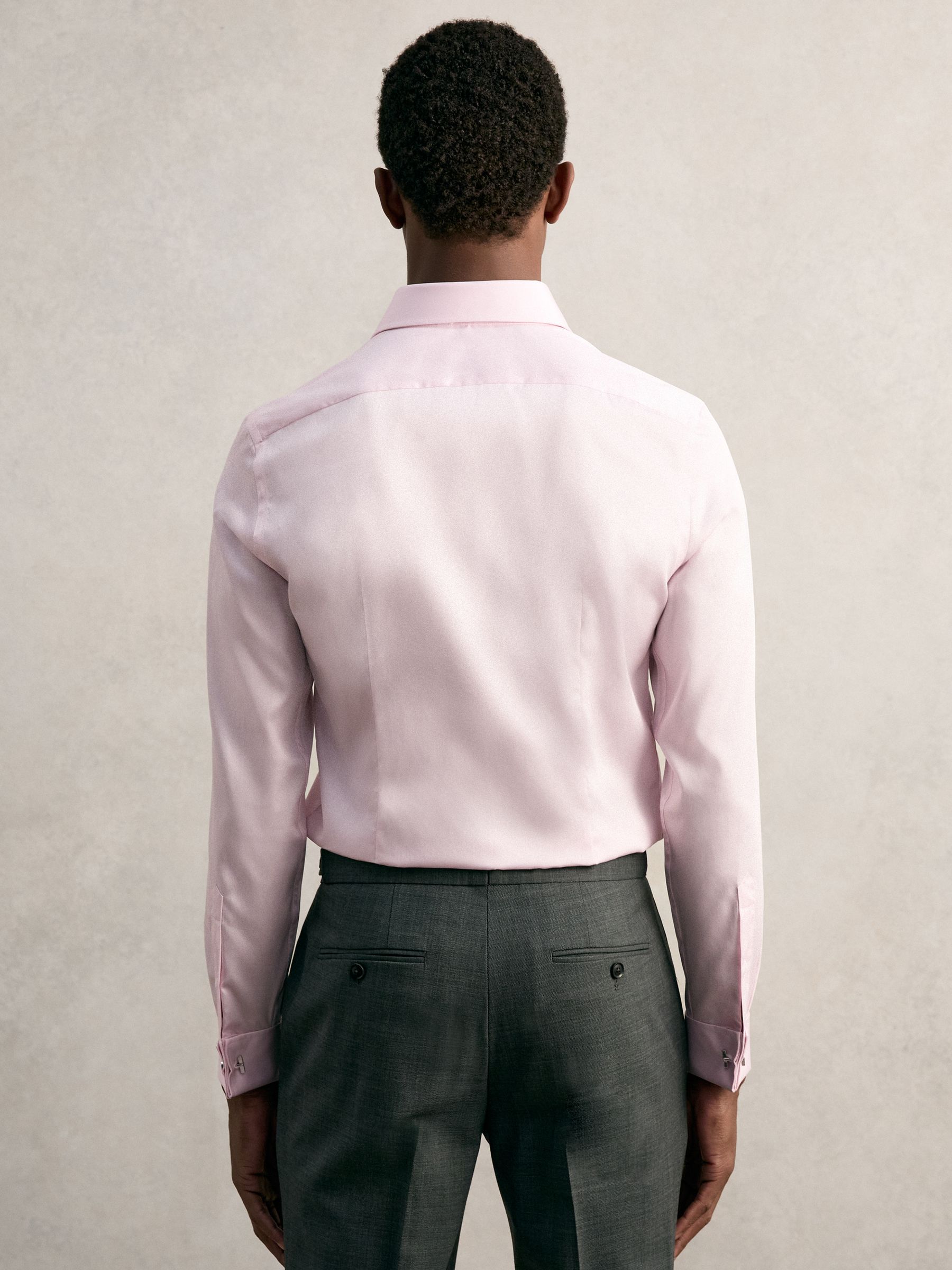 Slim Fit Cotton-Sateen Shirt in Pink